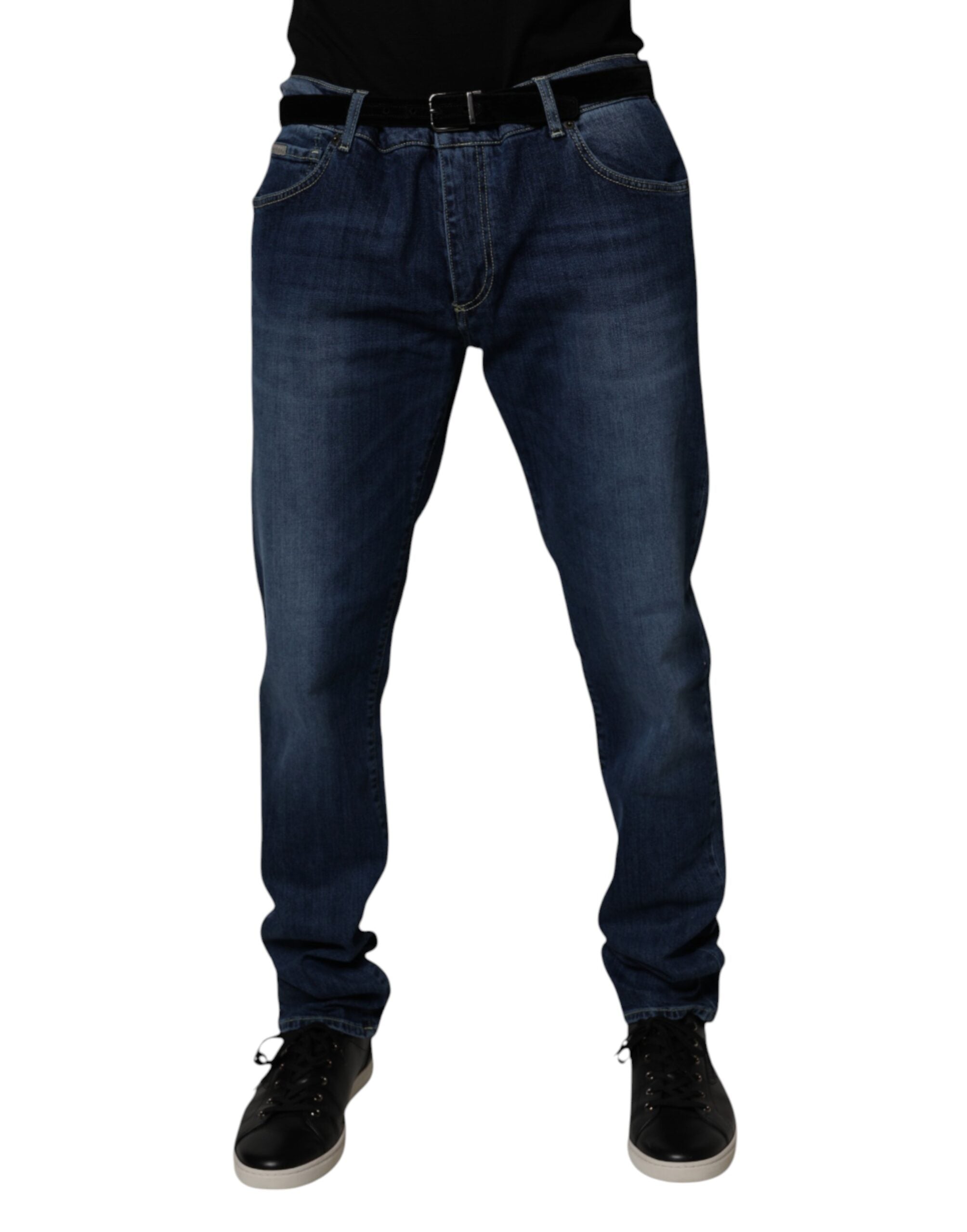 Blugi skinny din denim elastic, din bumbac spălat, albaștri, Dolce &amp; Gabbana