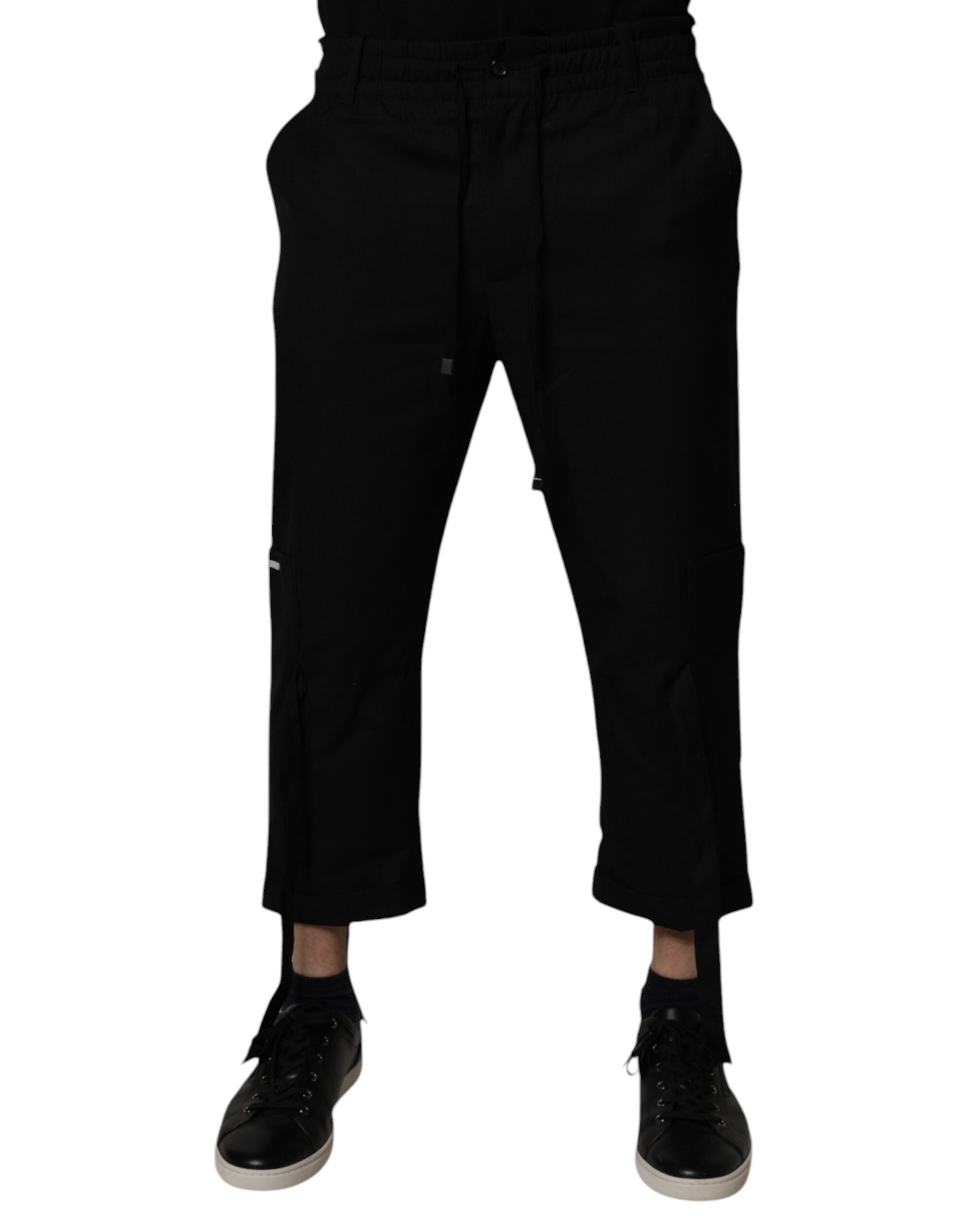 Pantaloni scurți Dolce &amp; Gabbana negri din poliester pentru bărbați