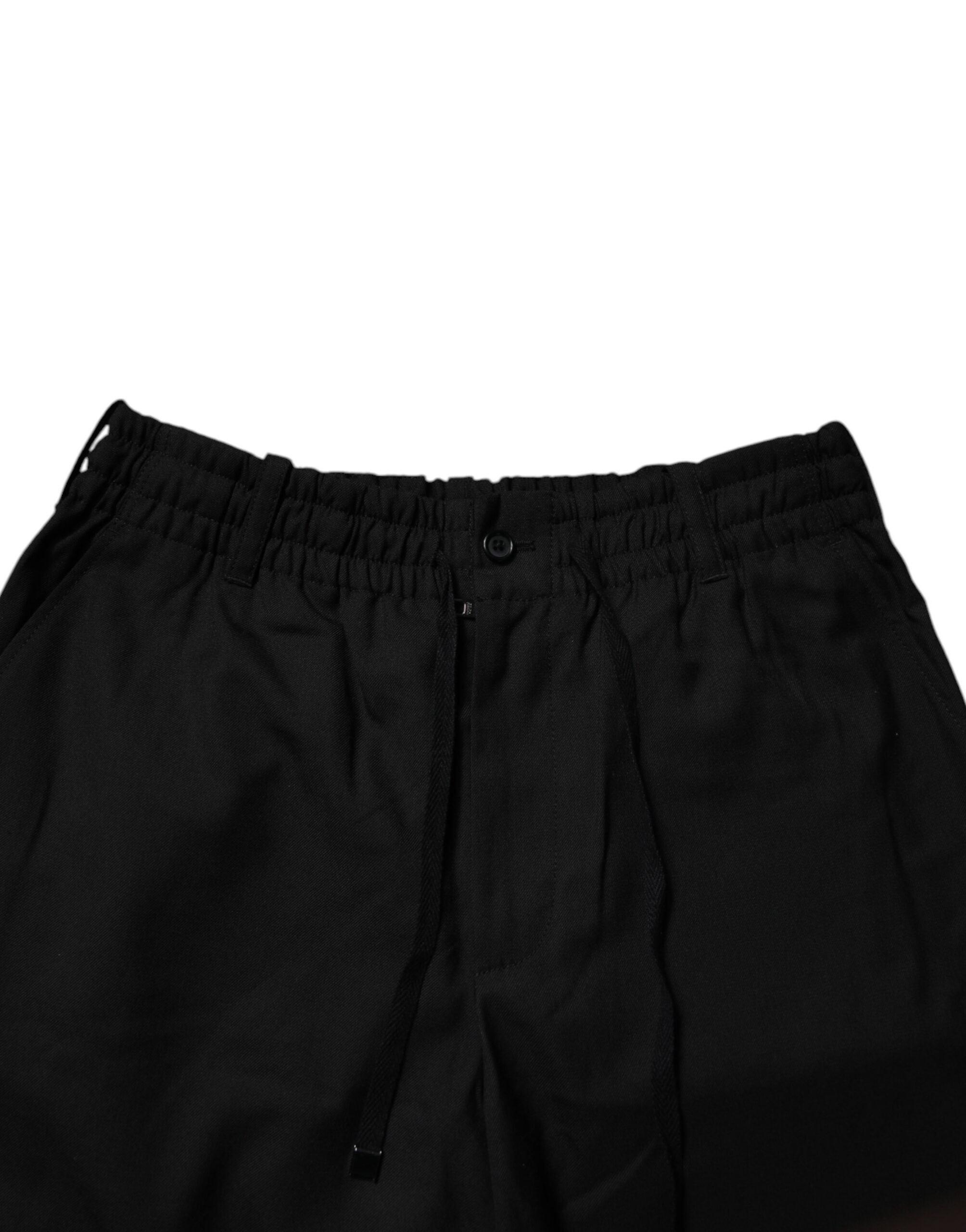 Pantaloni scurți Dolce &amp; Gabbana negri din poliester pentru bărbați