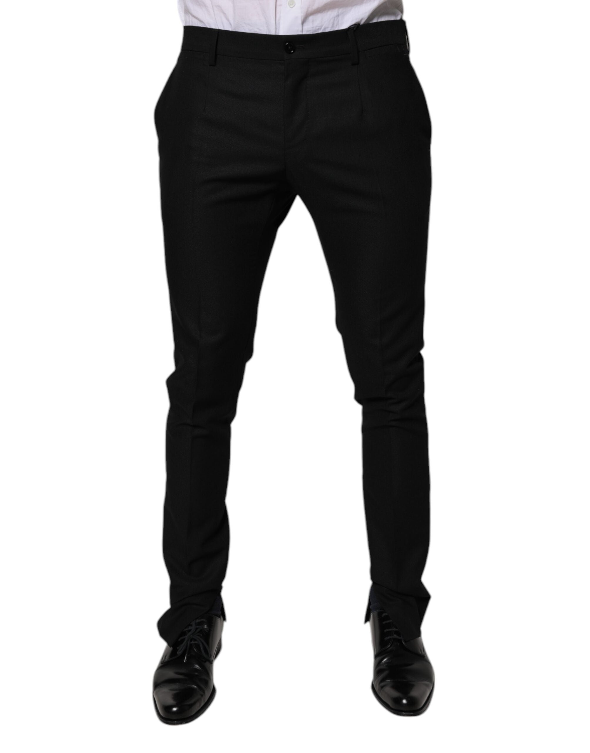 Dolce &amp; Gabbana Pantaloni skinny eleganți negri din lână virgină pentru bărbați
