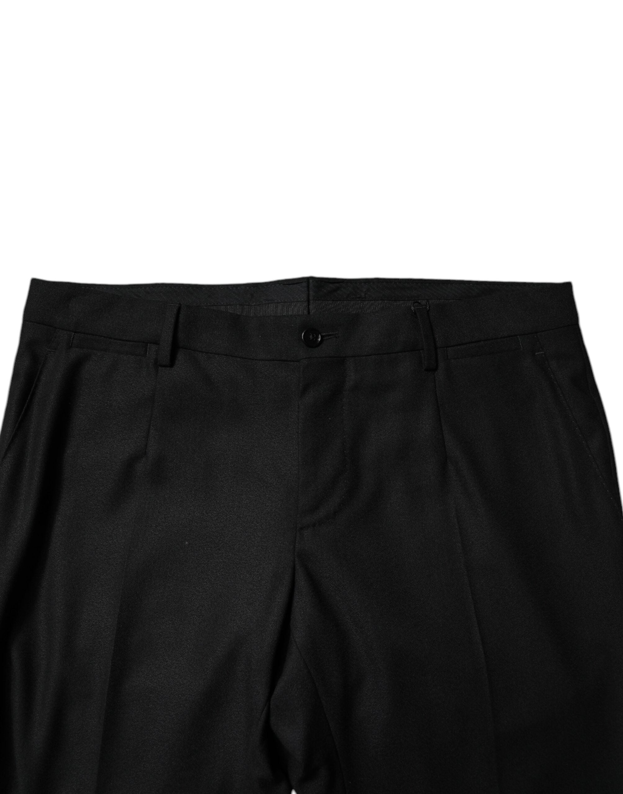 Dolce &amp; Gabbana Pantaloni skinny eleganți negri din lână virgină pentru bărbați