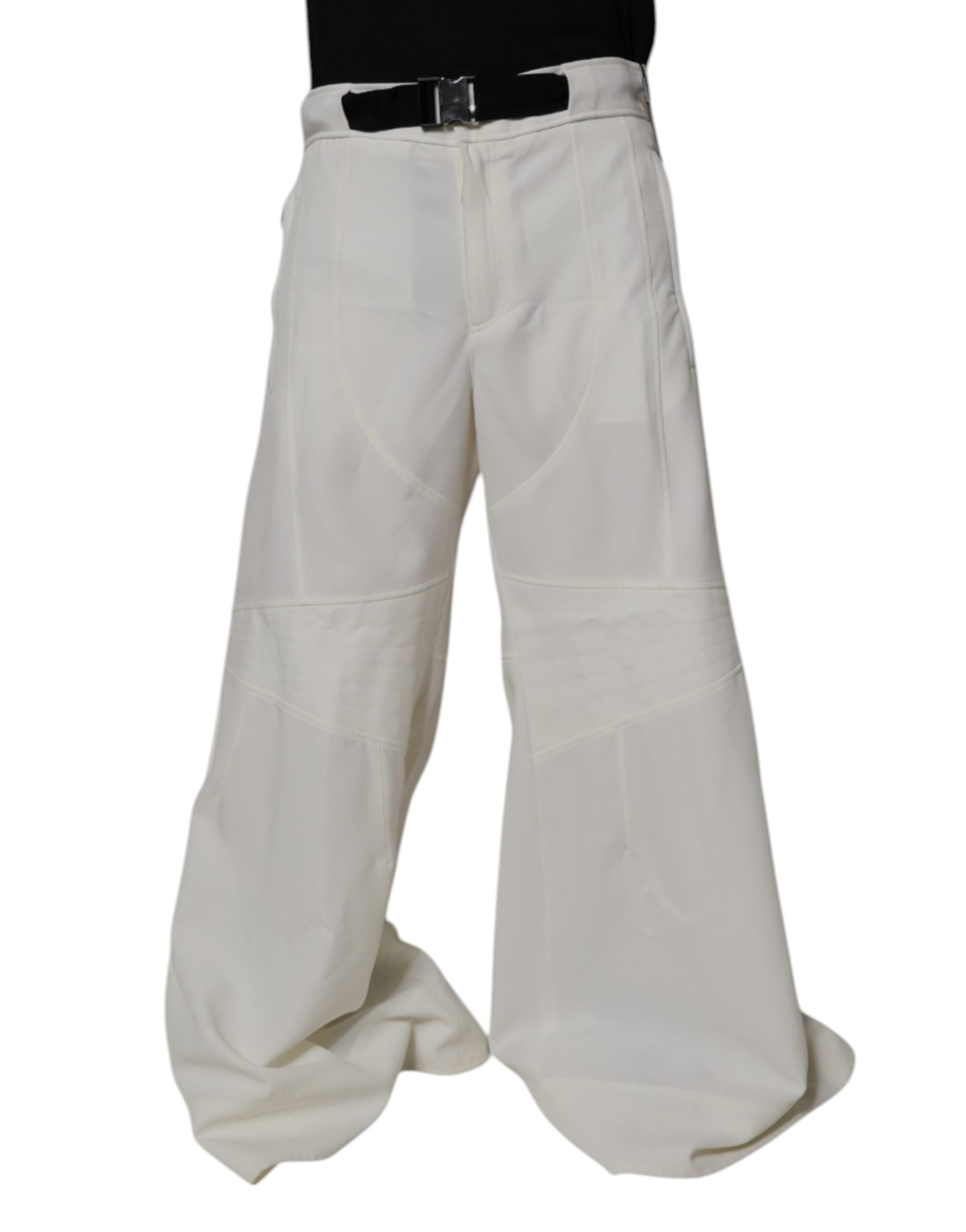 Pantaloni largi cu talie medie Dolce &amp; Gabbana albi