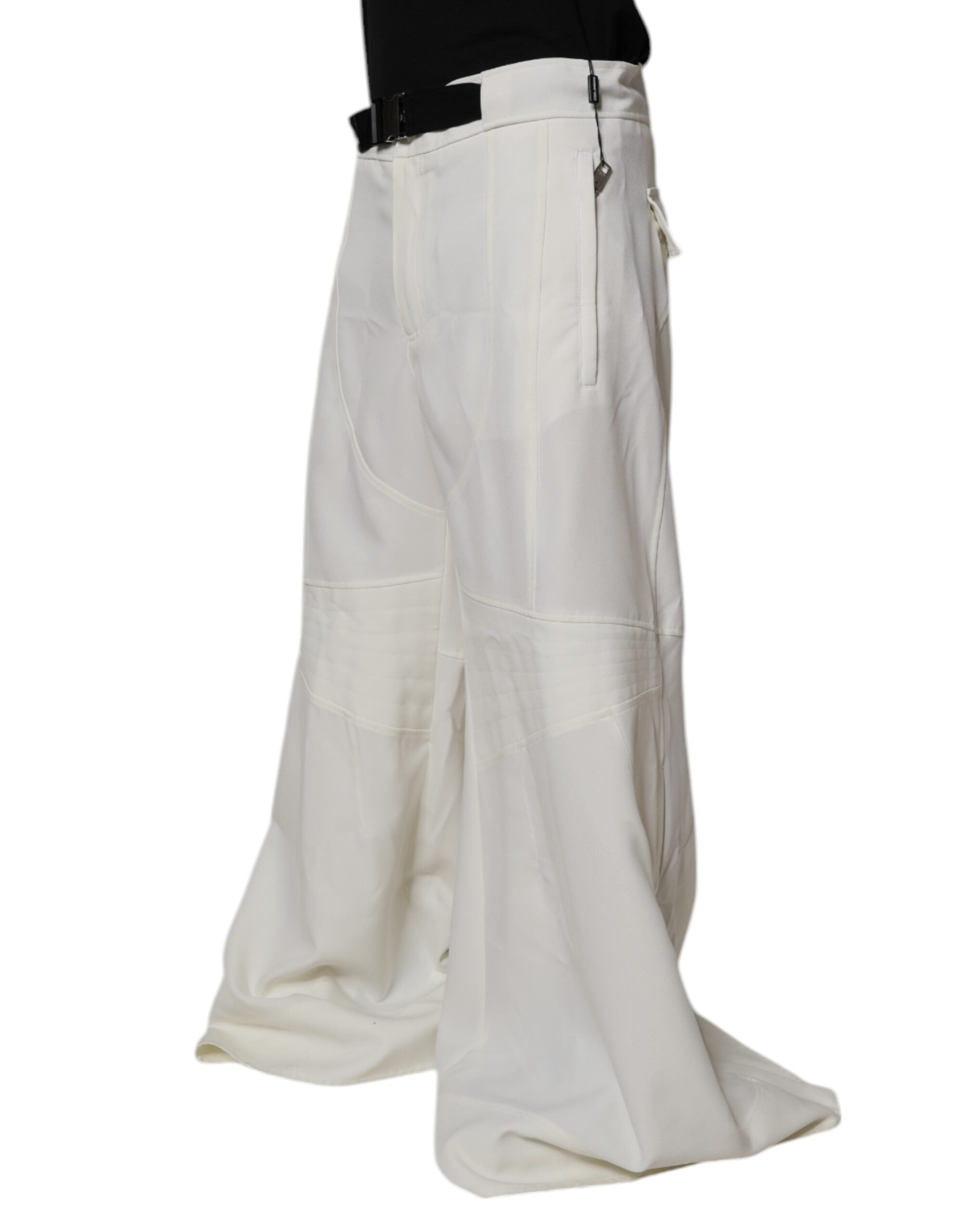 Pantaloni largi cu talie medie Dolce &amp; Gabbana albi