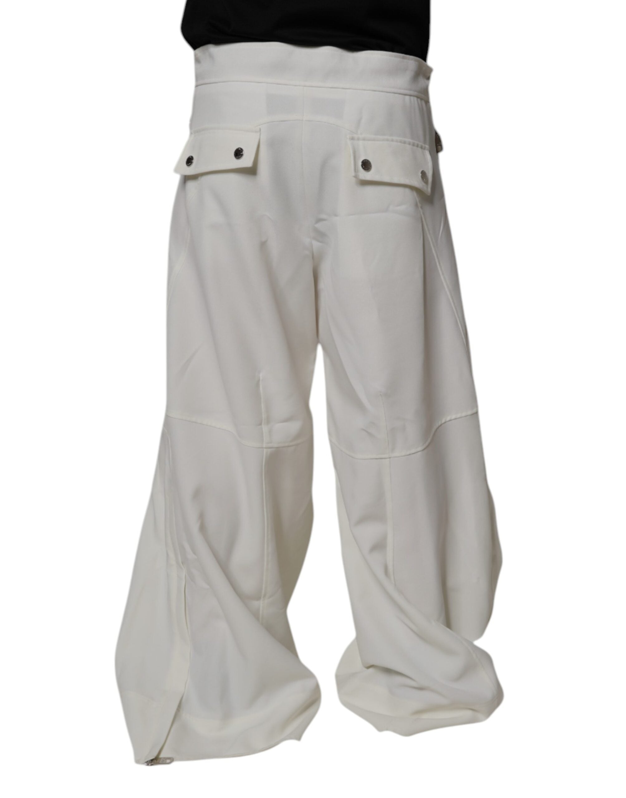 Pantaloni largi cu talie medie Dolce &amp; Gabbana albi