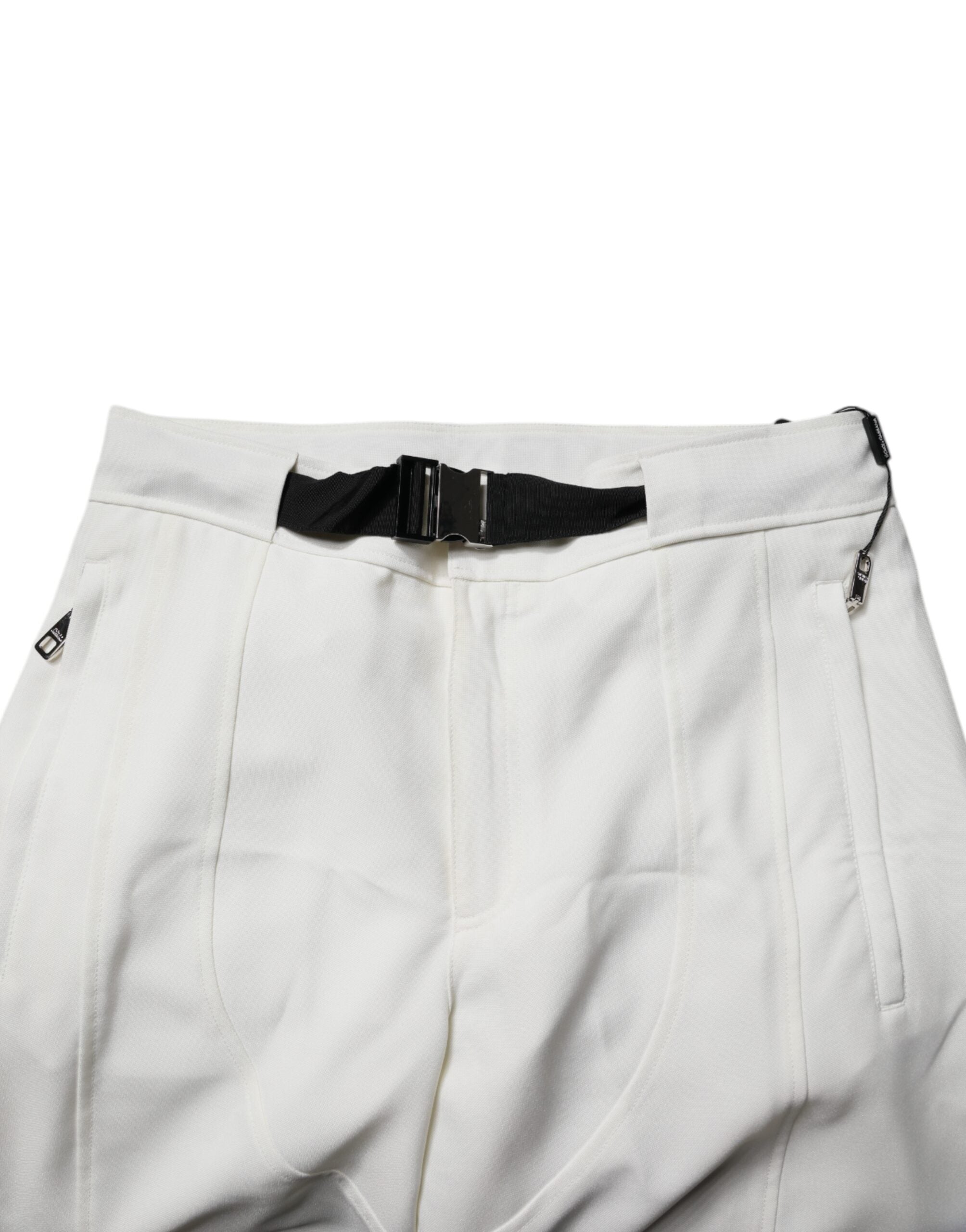 Pantaloni largi cu talie medie Dolce &amp; Gabbana albi