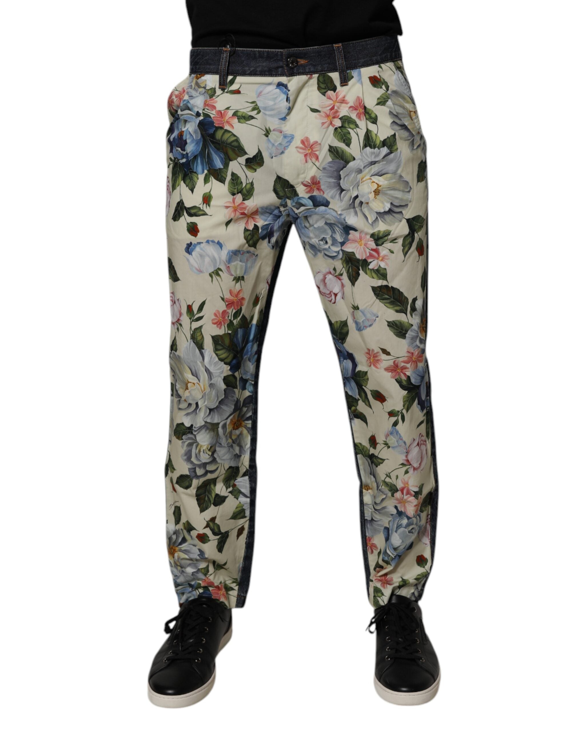 Blugi Dolce &amp; Gabbana Bej Albastru Floral din Bumbac pentru Bărbați