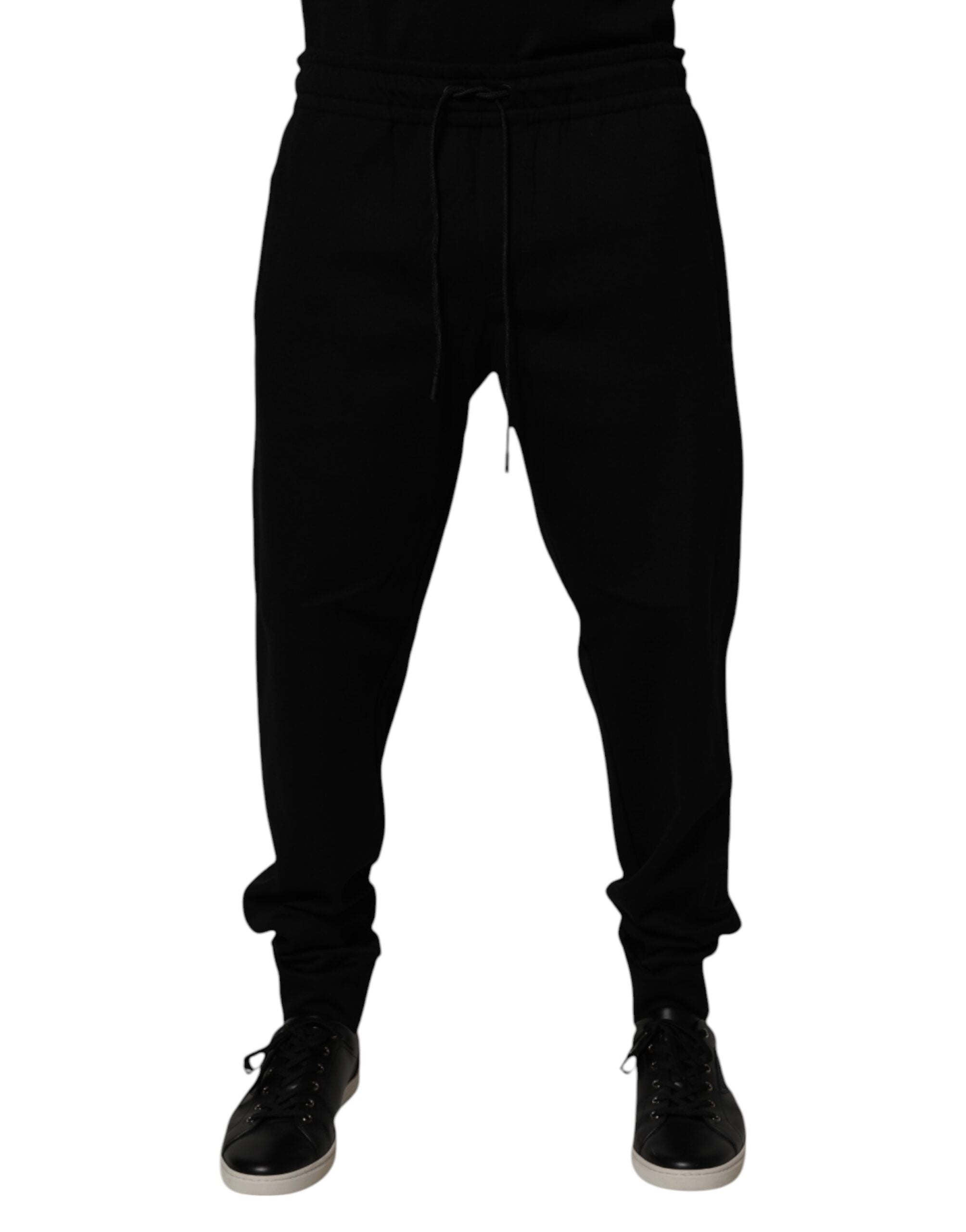 Pantaloni de trening Dolce &amp; Gabbana negri din amestec de bumbac
