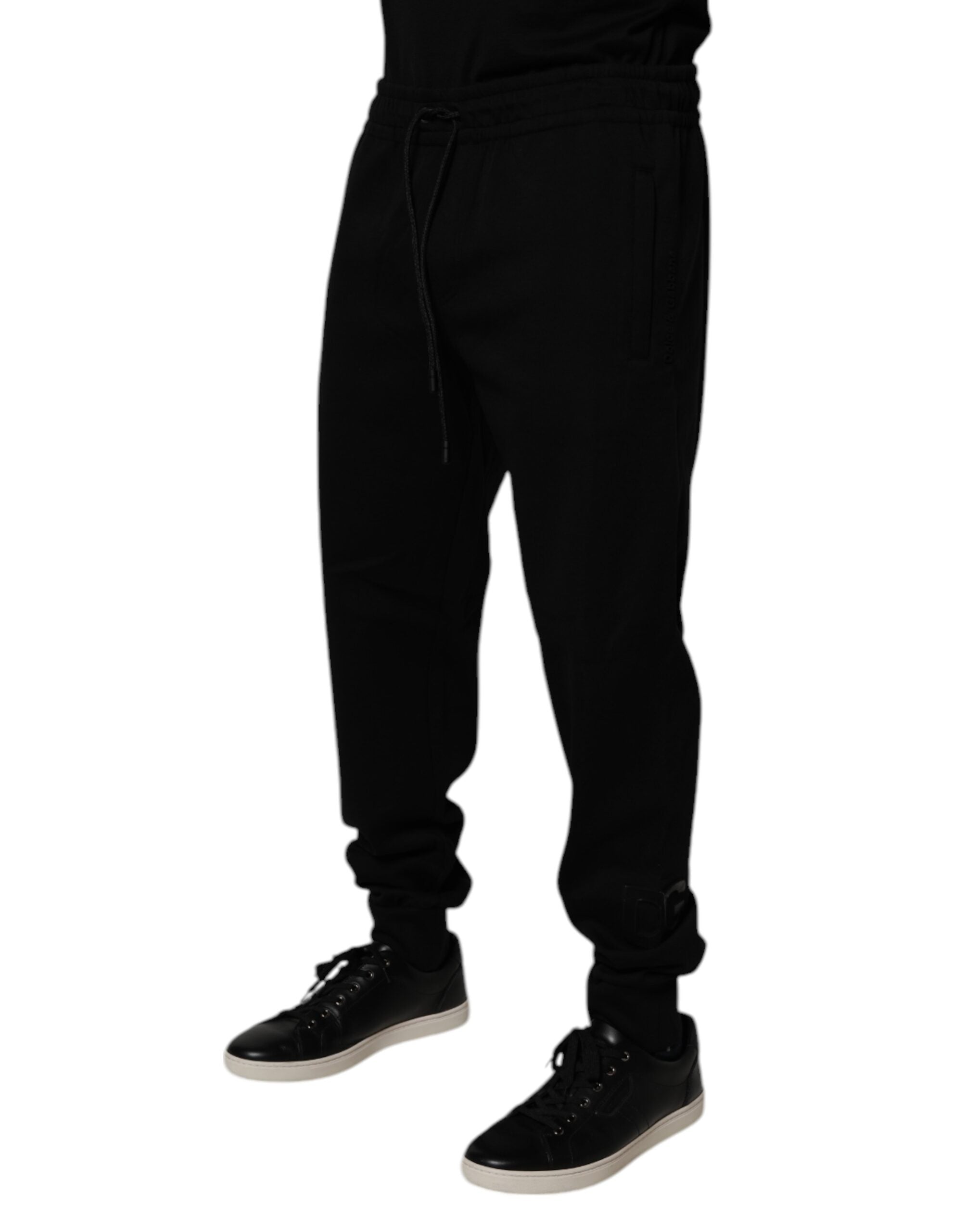 Pantaloni de trening Dolce &amp; Gabbana negri din amestec de bumbac