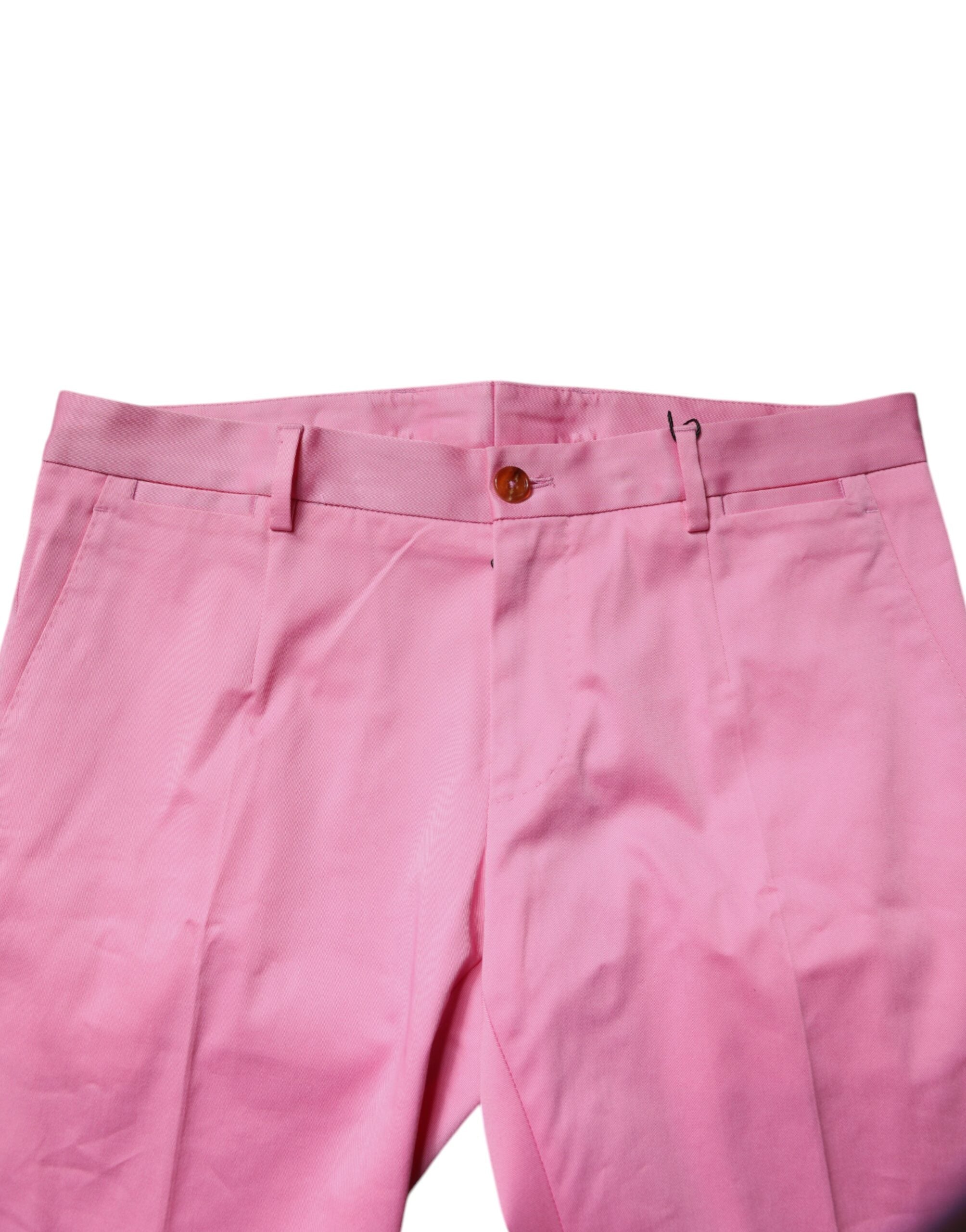 Dolce &amp; Gabbana Pantaloni eleganți roz din bumbac, croială slim fit pentru bărbați