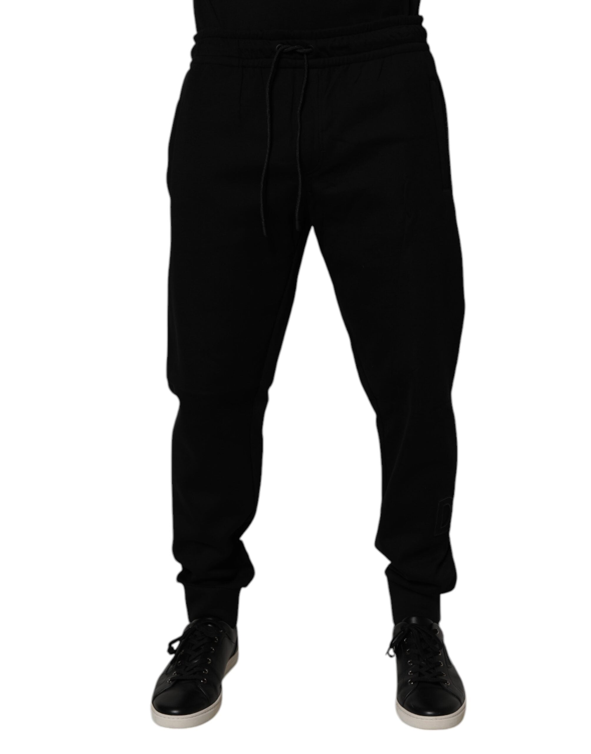 Pantaloni de trening Dolce &amp; Gabbana negri din amestec de bumbac