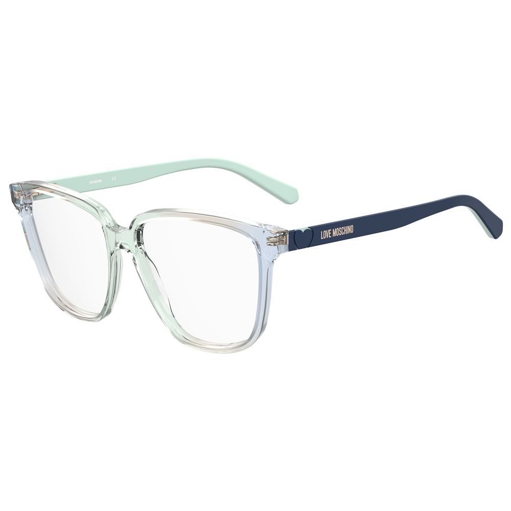 Love Moschino – Blaue Brillenfassung aus Kalbshaar