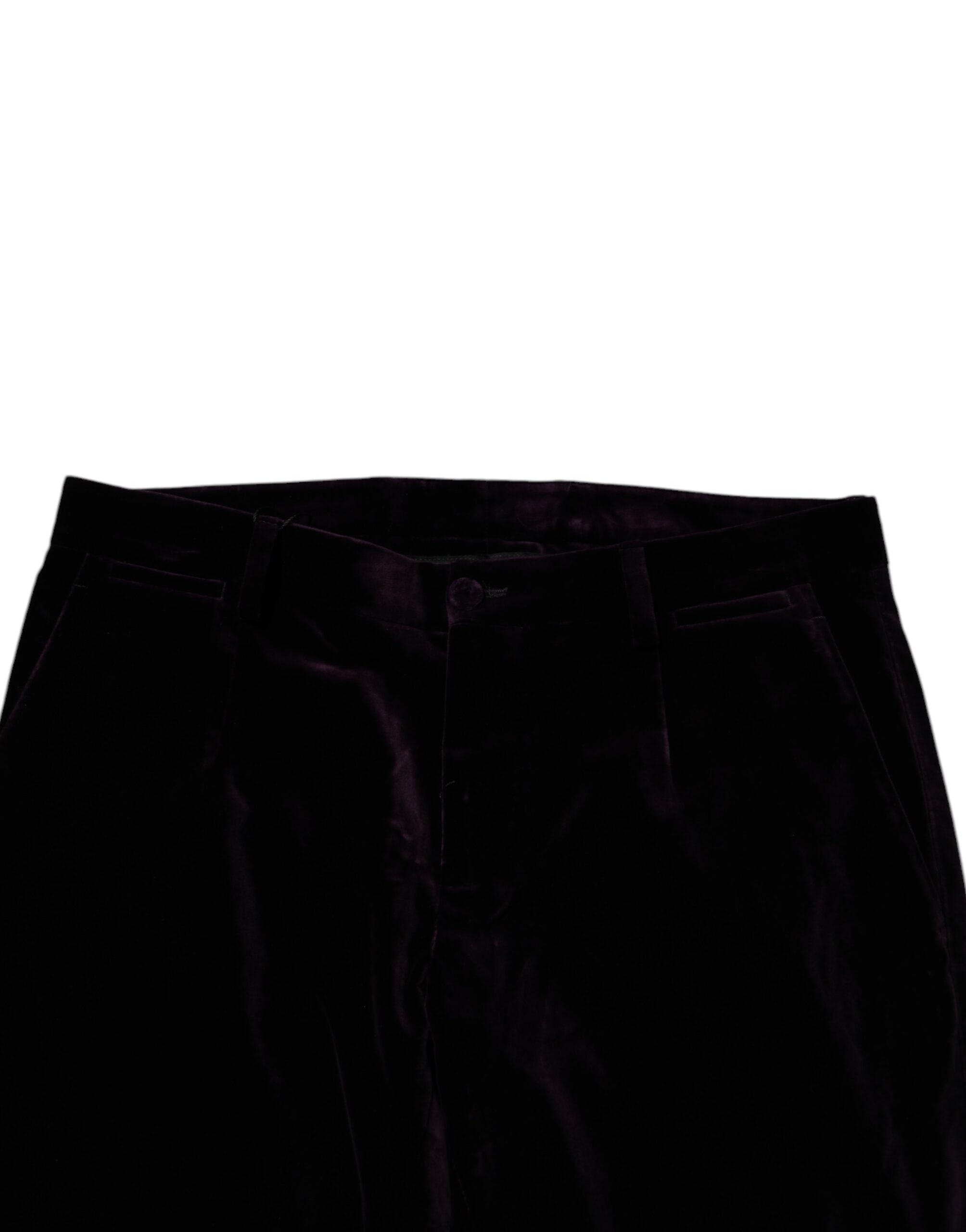 Dolce &amp; Gabbana Pantaloni eleganți din catifea violetă din bumbac pentru bărbați