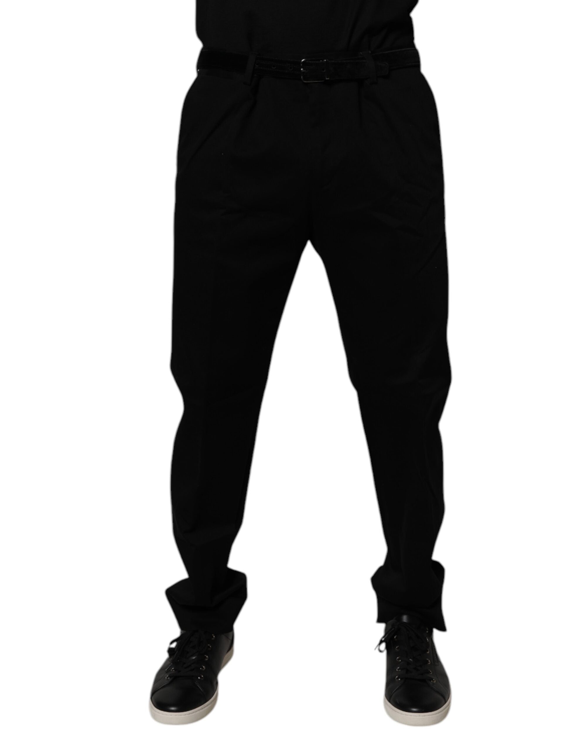 Dolce &amp; Gabbana Pantaloni eleganți skinny din bumbac negru pentru bărbați