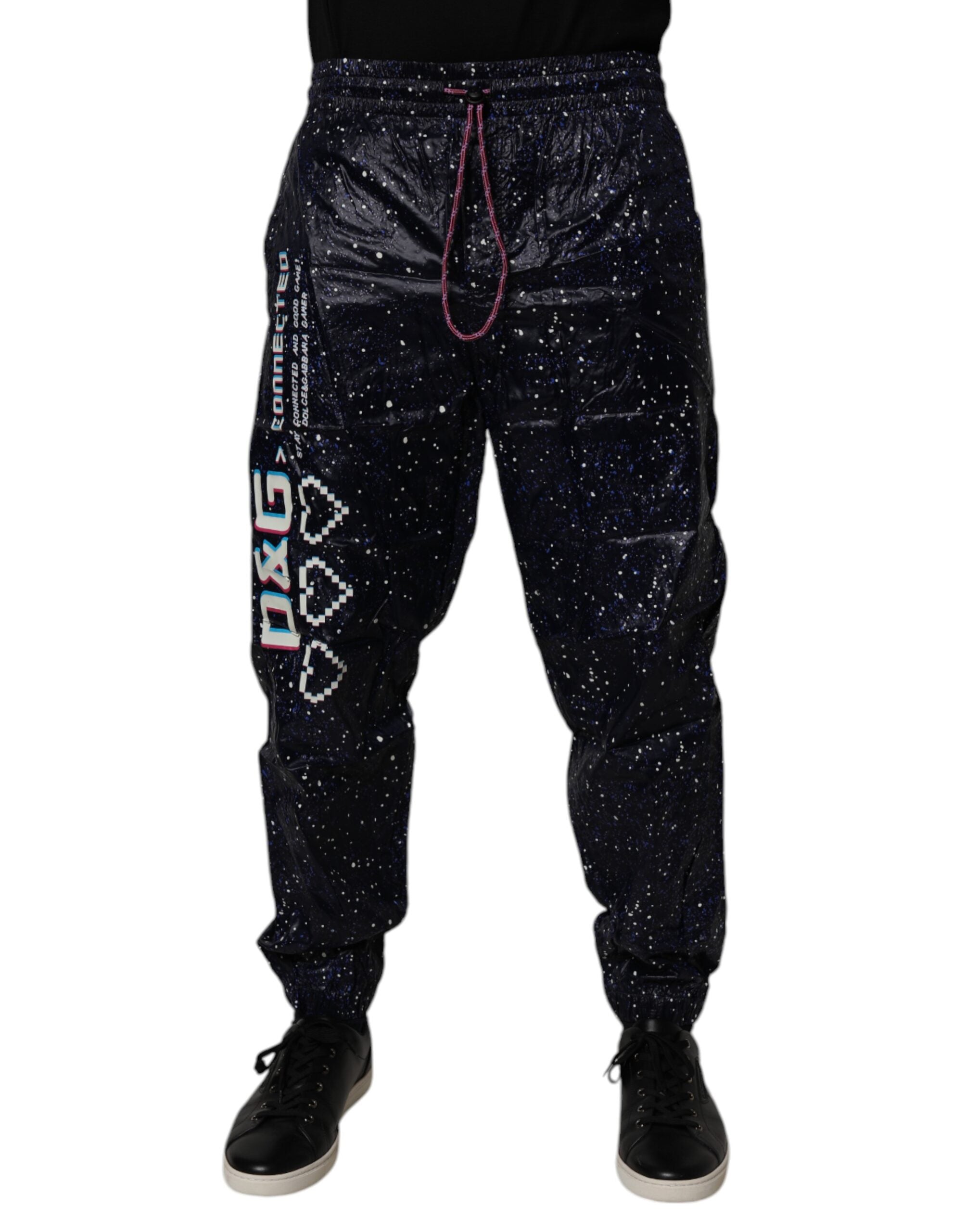 Pantaloni jogger din bumbac Dolce &amp; Gabbana albastru închis cu imprimeu DG Game