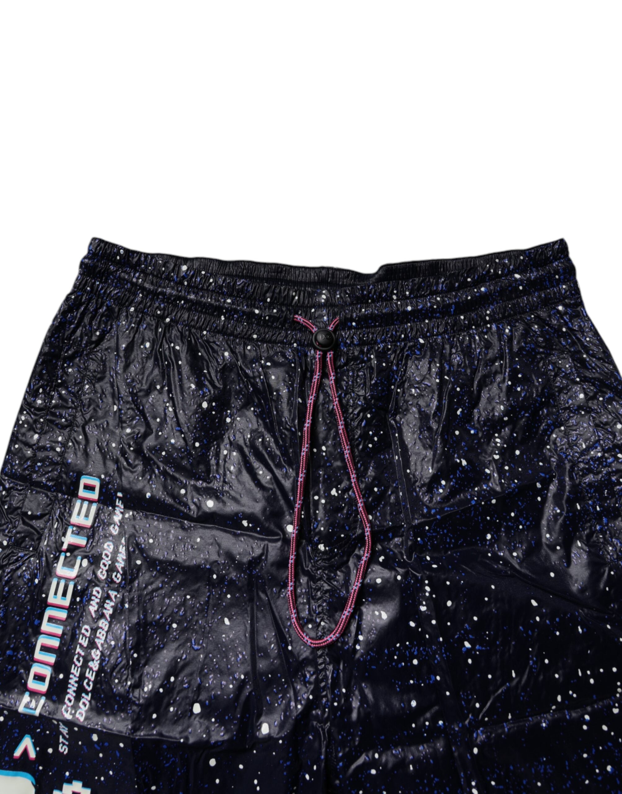 Pantaloni jogger din bumbac Dolce &amp; Gabbana albastru închis cu imprimeu DG Game