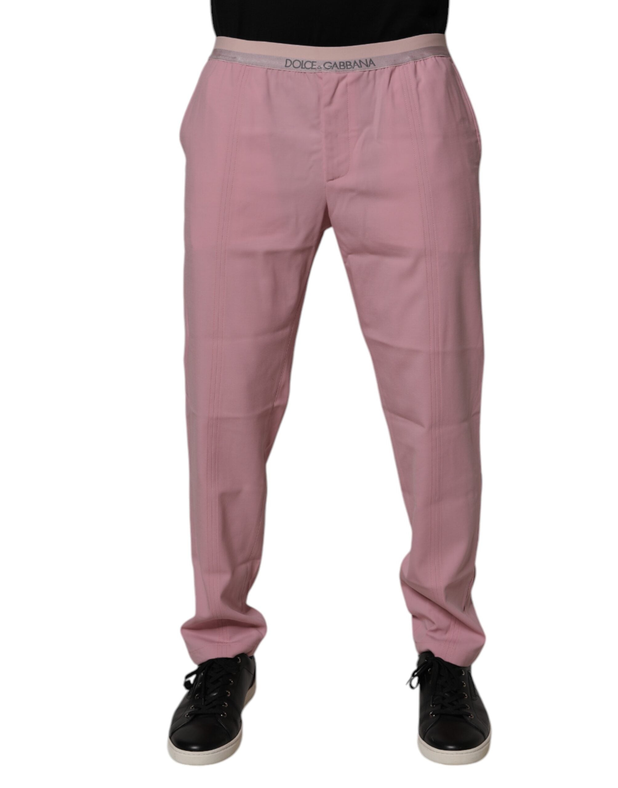 Pantaloni chino elastici roz din bumbac Dolce &amp; Gabbana