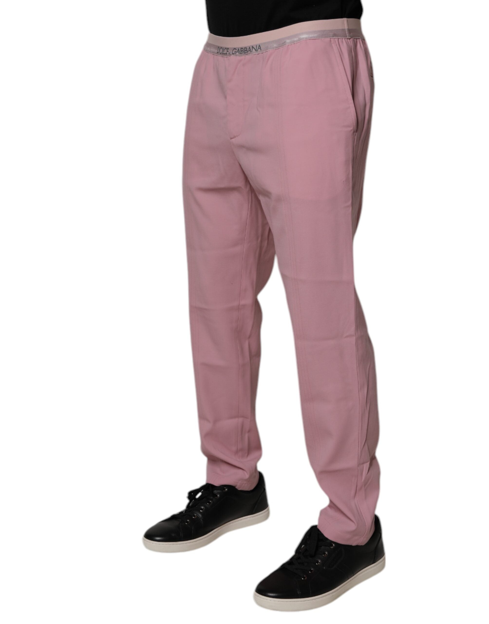 Pantaloni chino elastici roz din bumbac Dolce &amp; Gabbana