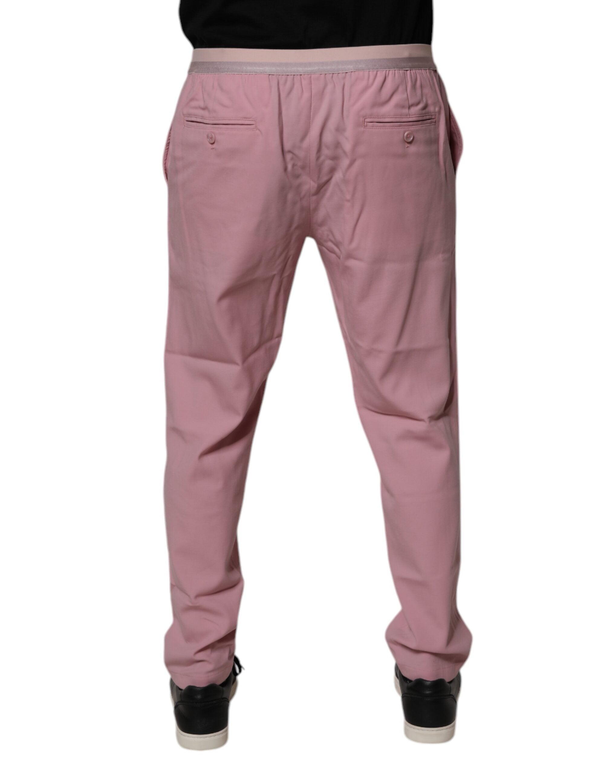 Pantaloni chino elastici roz din bumbac Dolce &amp; Gabbana