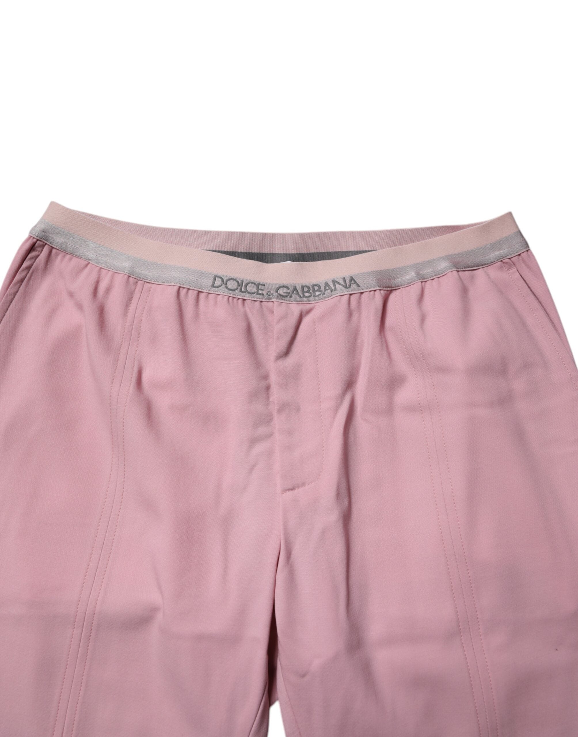 Pantaloni chino elastici roz din bumbac Dolce &amp; Gabbana