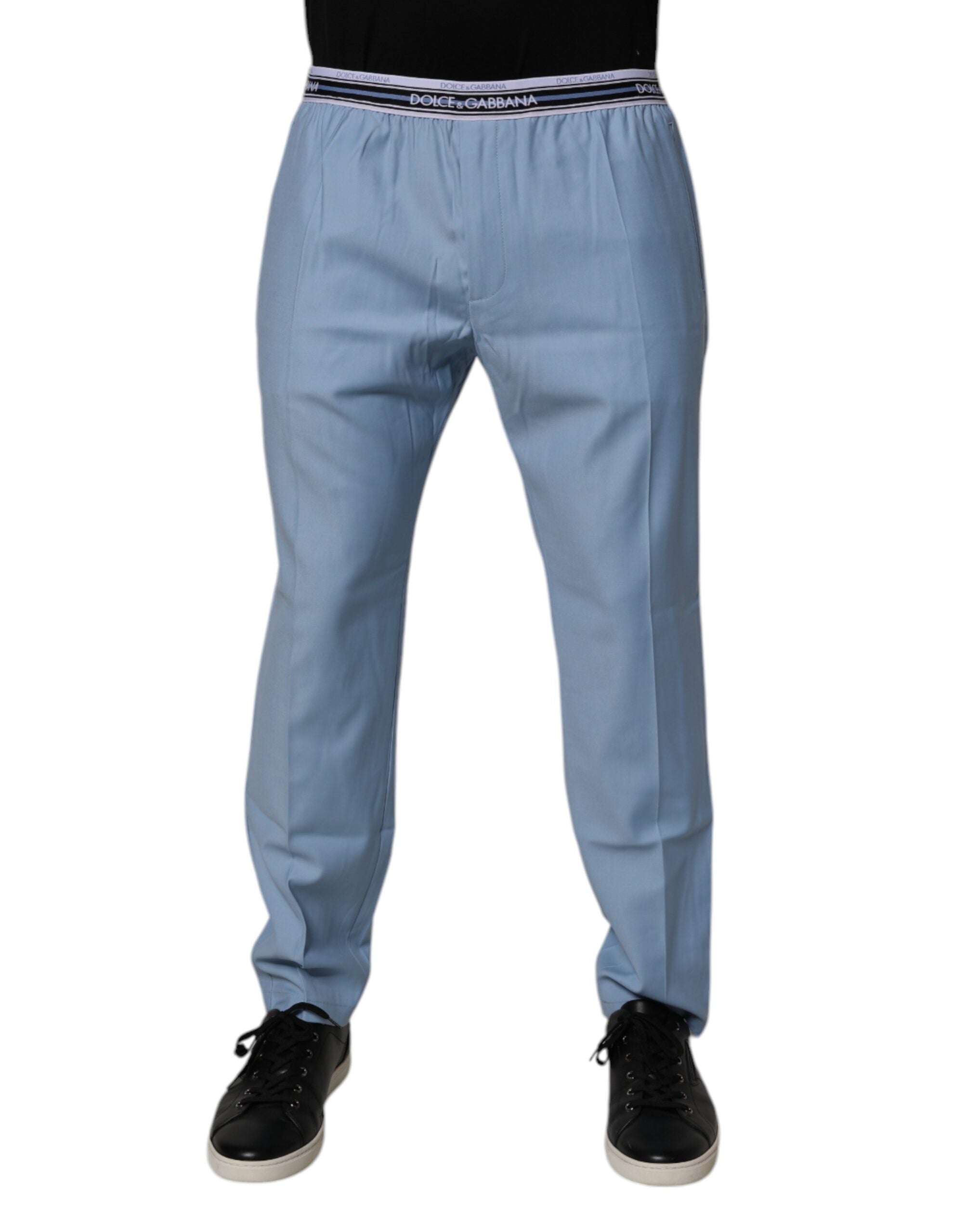 Pantaloni chino elastici din bumbac albastru Dolce &amp; Gabbana