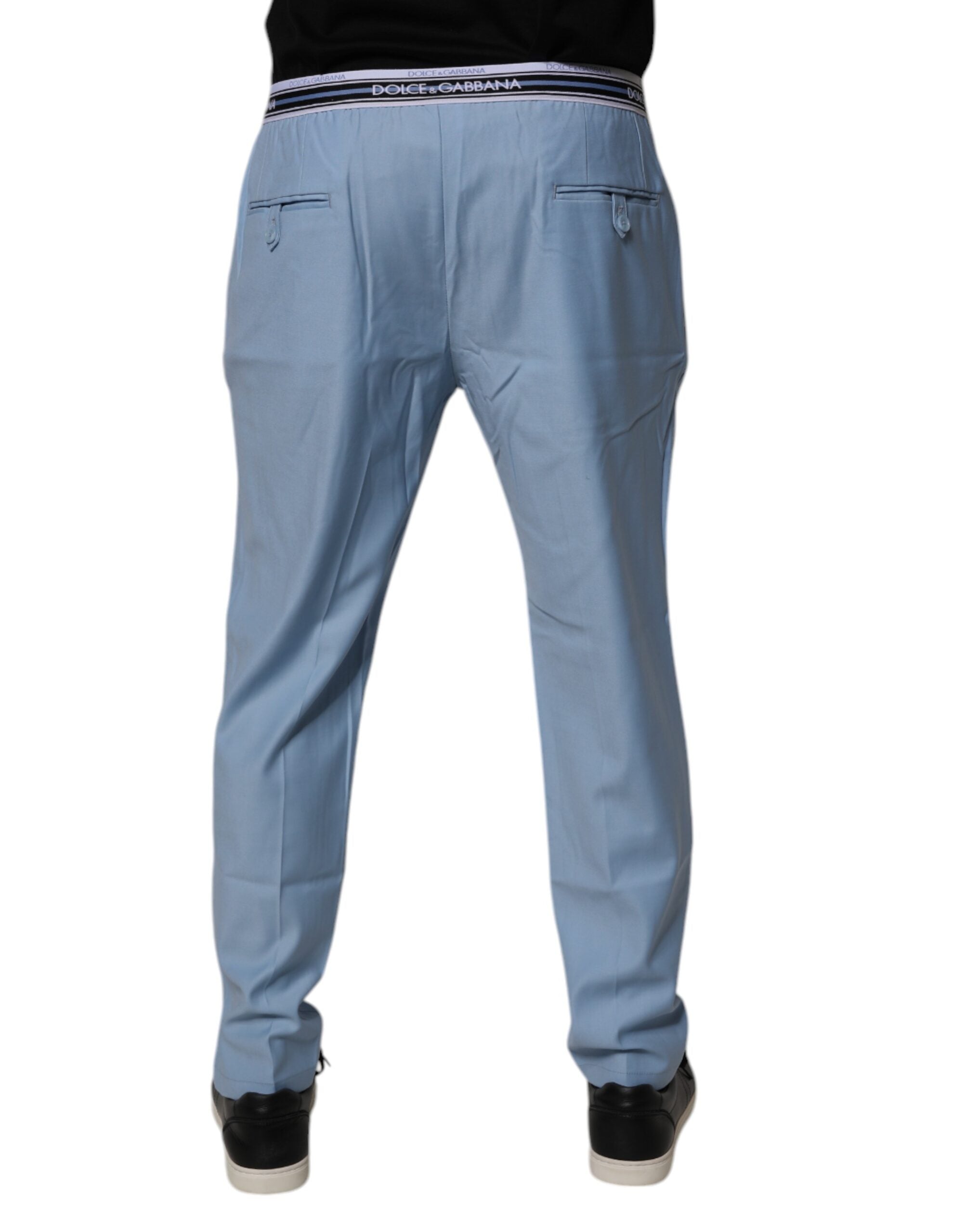 Pantaloni chino elastici din bumbac albastru Dolce &amp; Gabbana