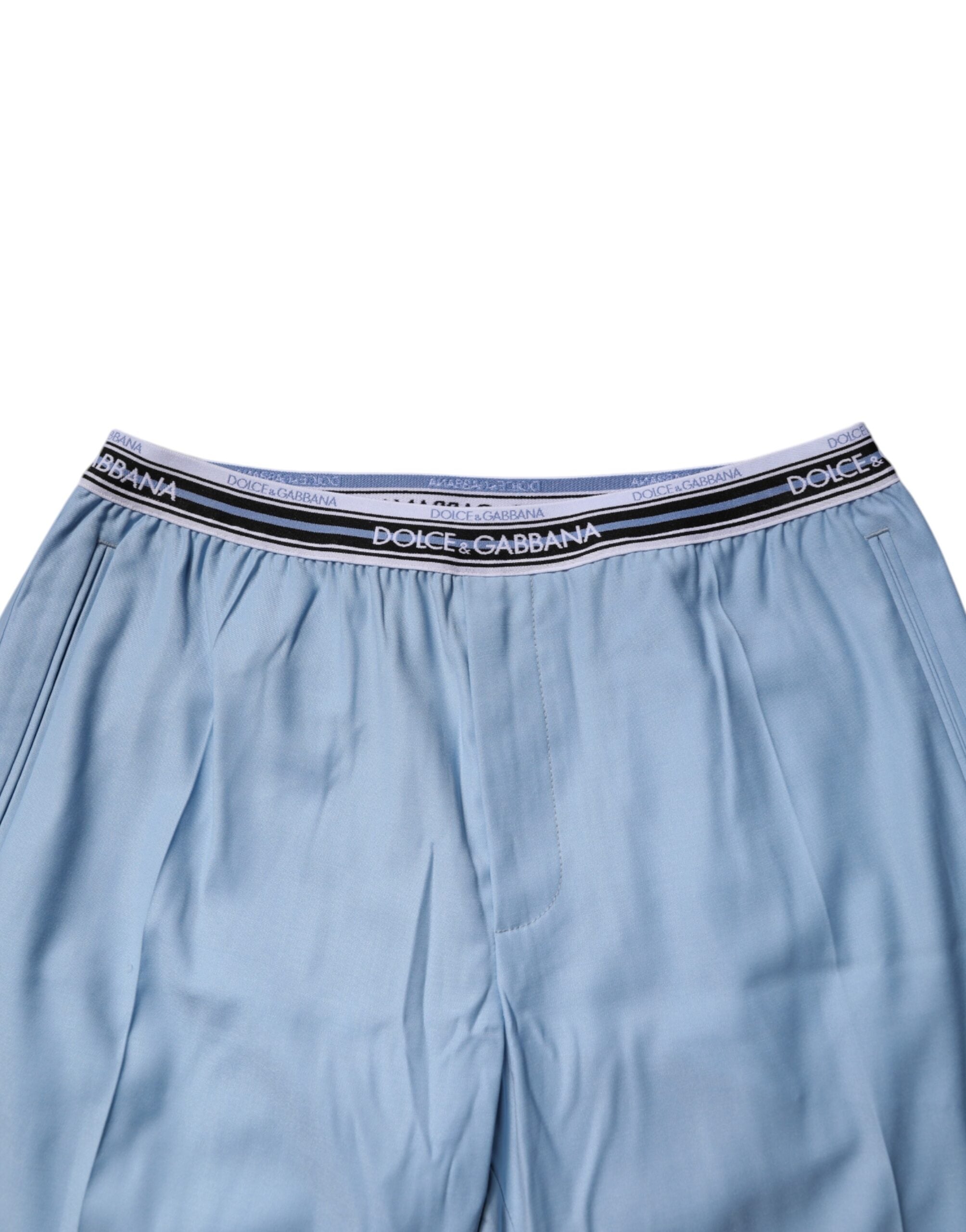Pantaloni chino elastici din bumbac albastru Dolce &amp; Gabbana