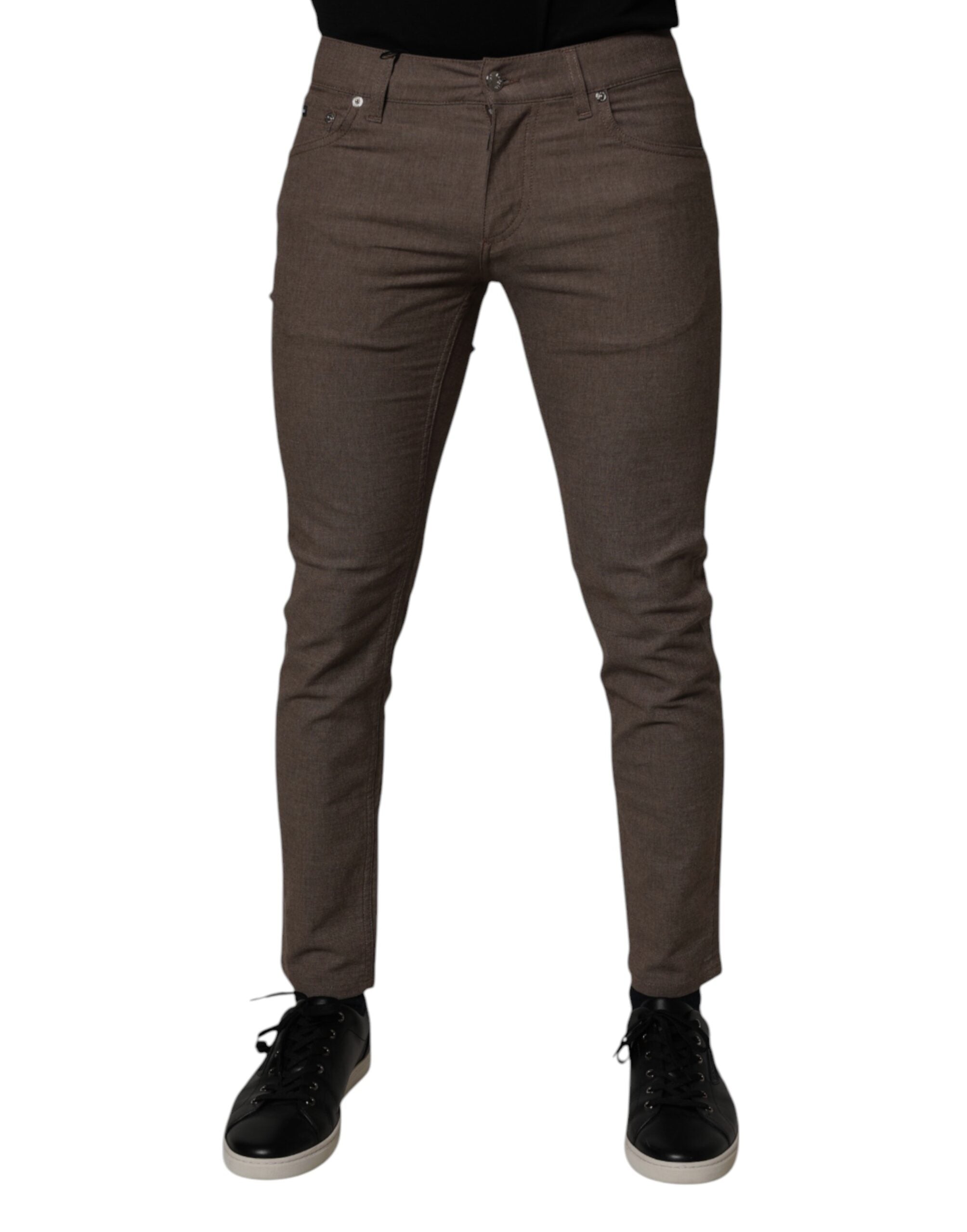 Pantaloni chino elastici din bumbac maro Dolce &amp; Gabbana
