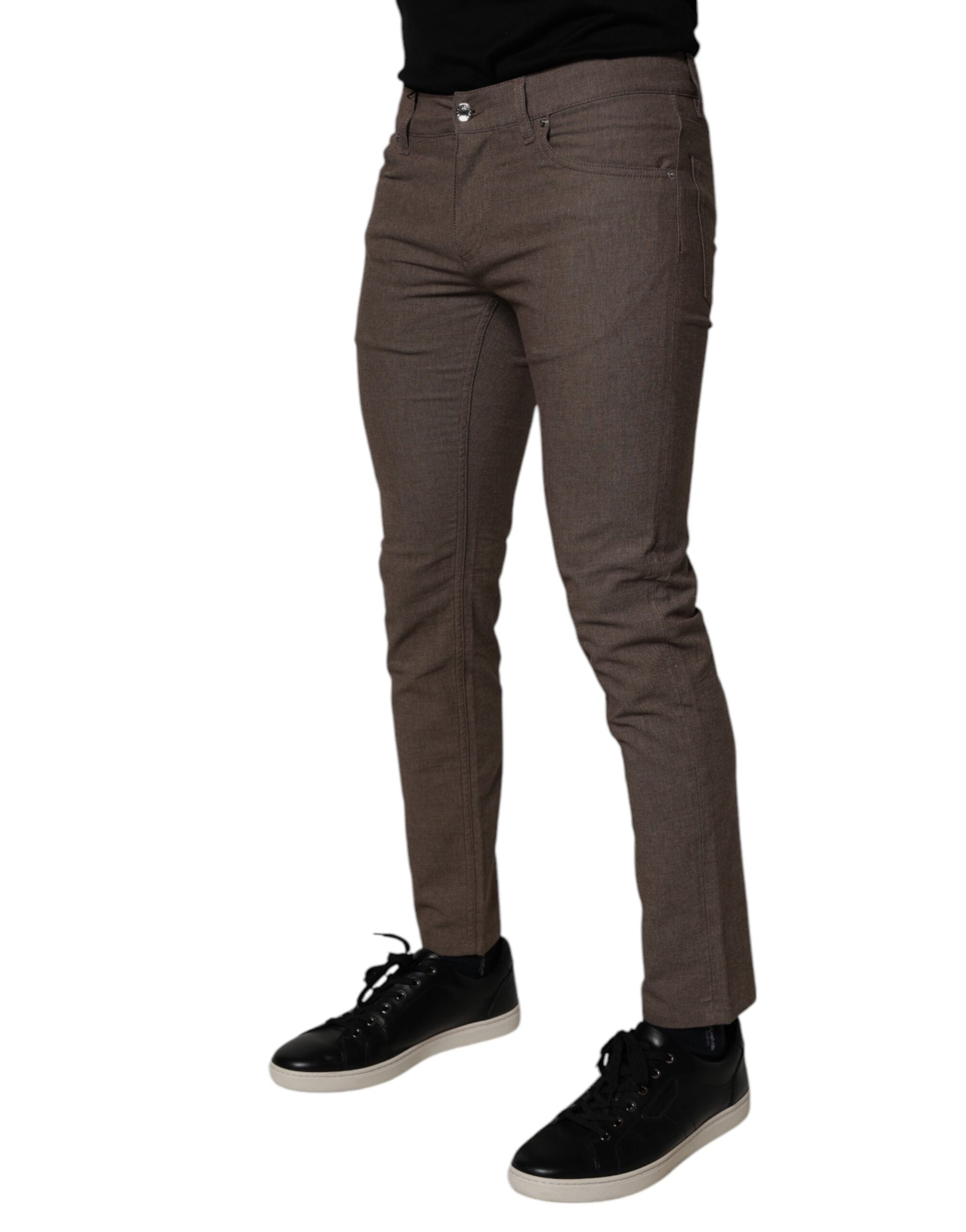 Pantaloni chino elastici din bumbac maro Dolce &amp; Gabbana