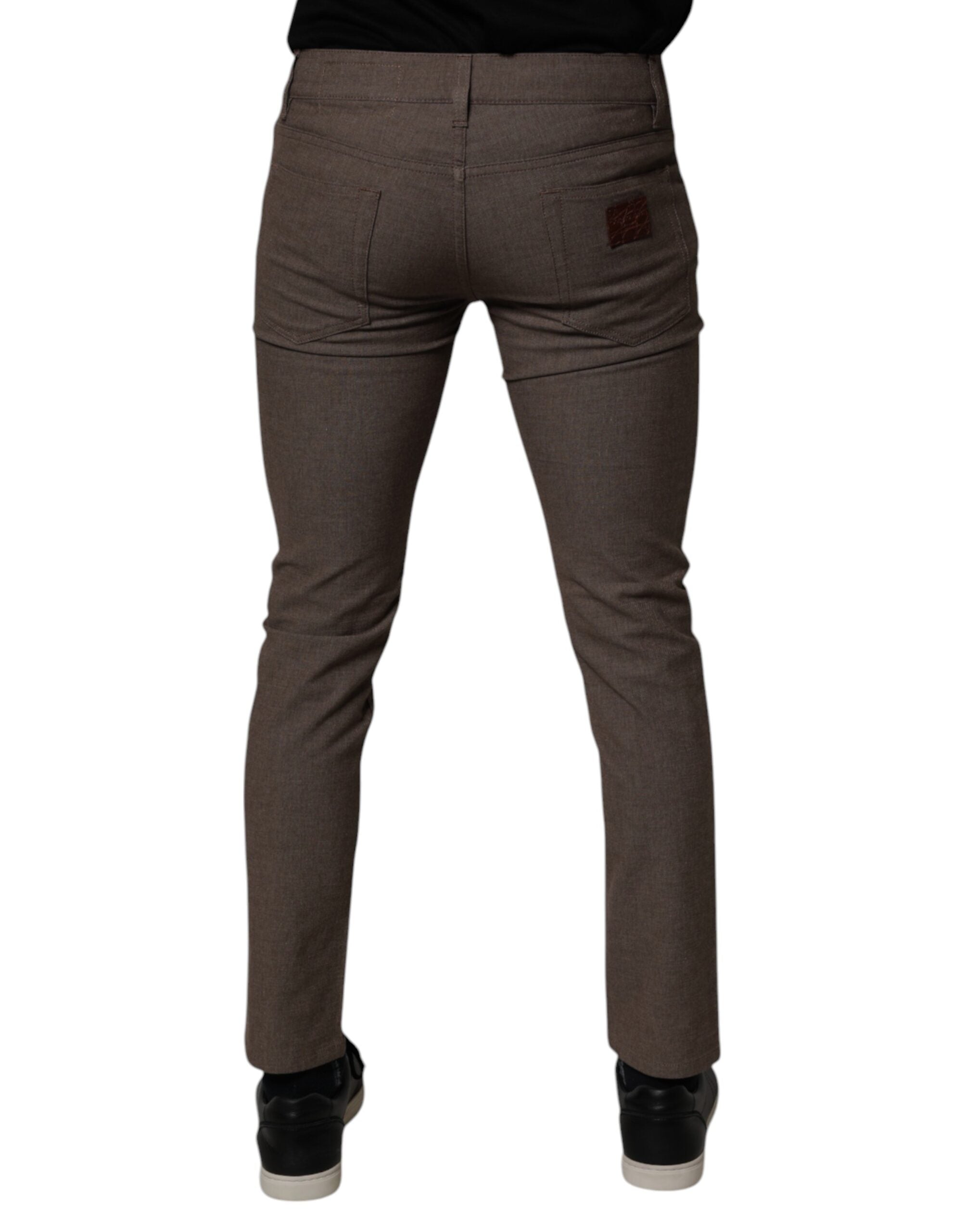 Pantaloni chino elastici din bumbac maro Dolce &amp; Gabbana