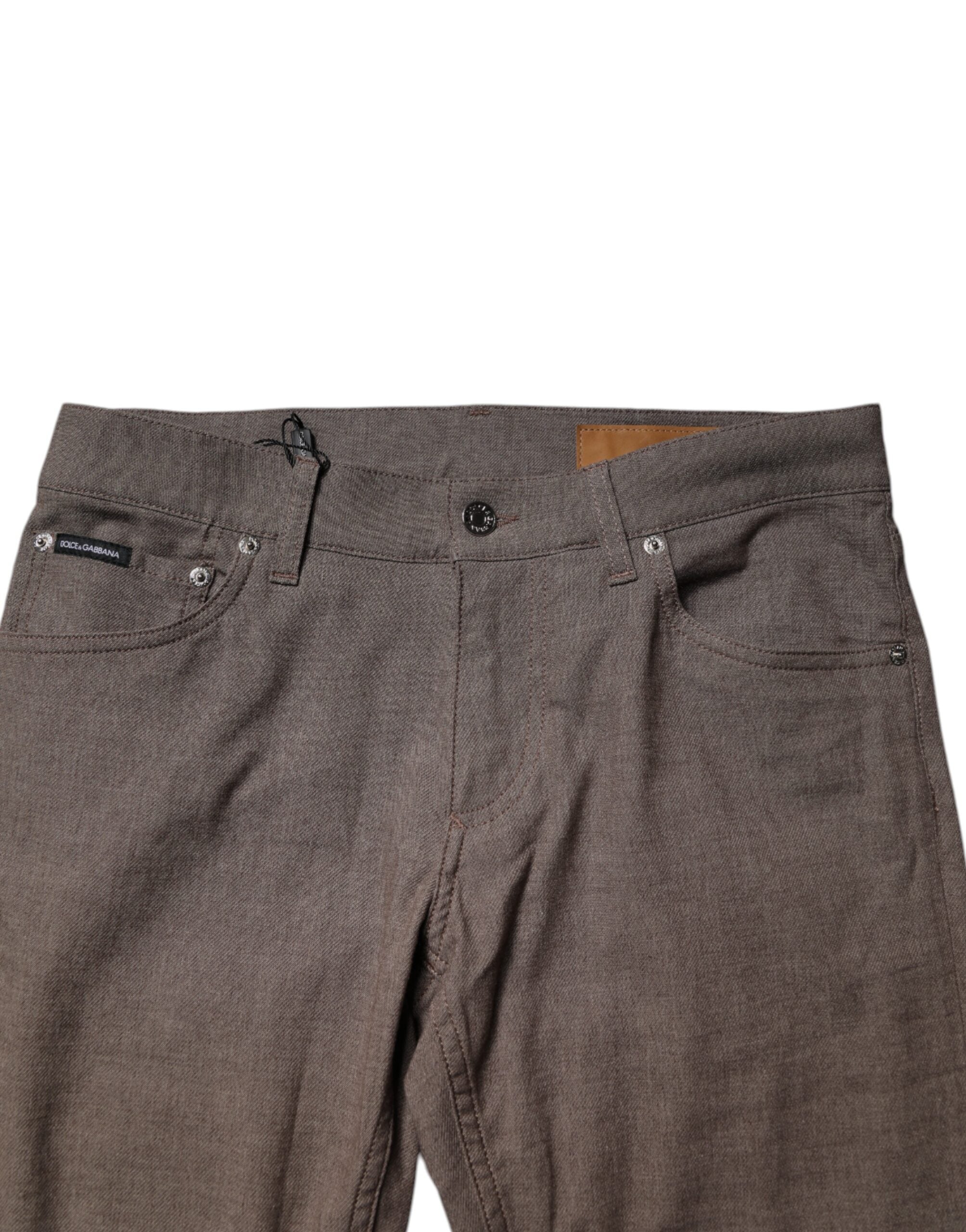 Pantaloni chino elastici din bumbac maro Dolce &amp; Gabbana
