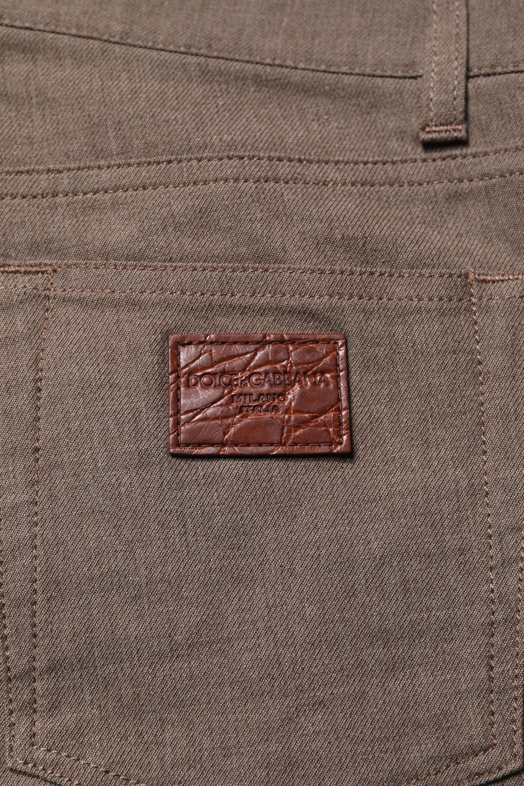 Pantaloni chino elastici din bumbac maro Dolce &amp; Gabbana