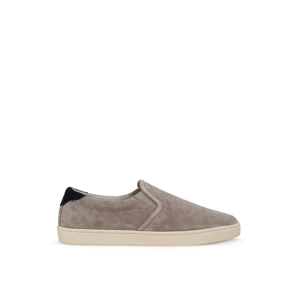 Grauer Ledersneaker von Brunello Cucinelli