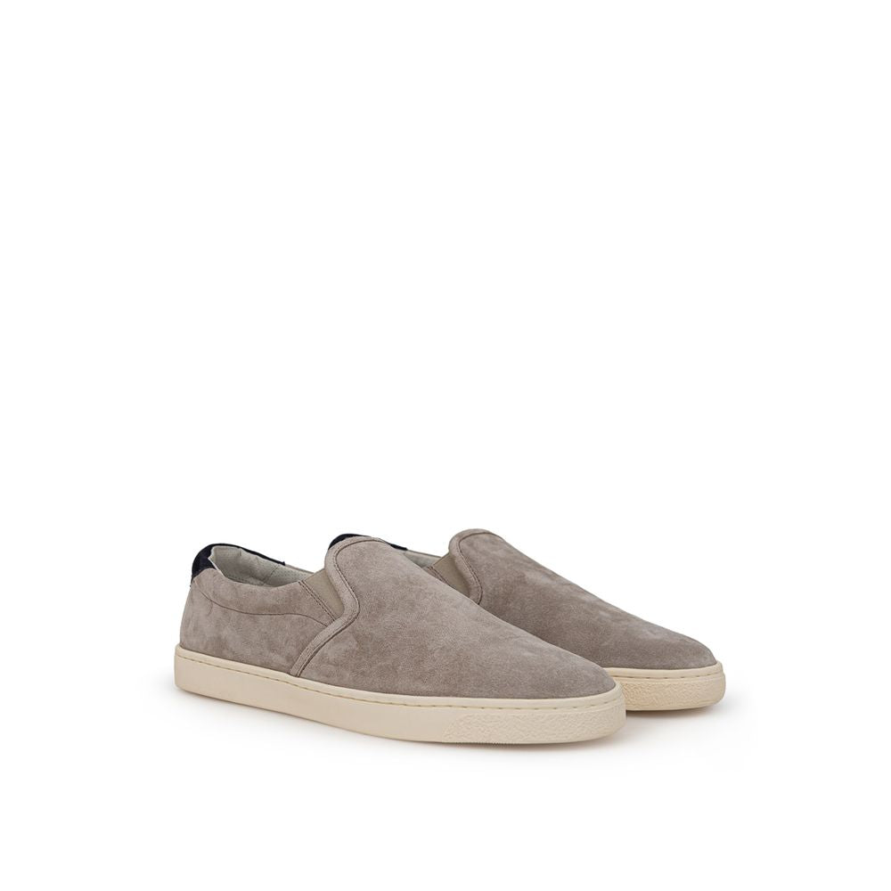 Grauer Ledersneaker von Brunello Cucinelli