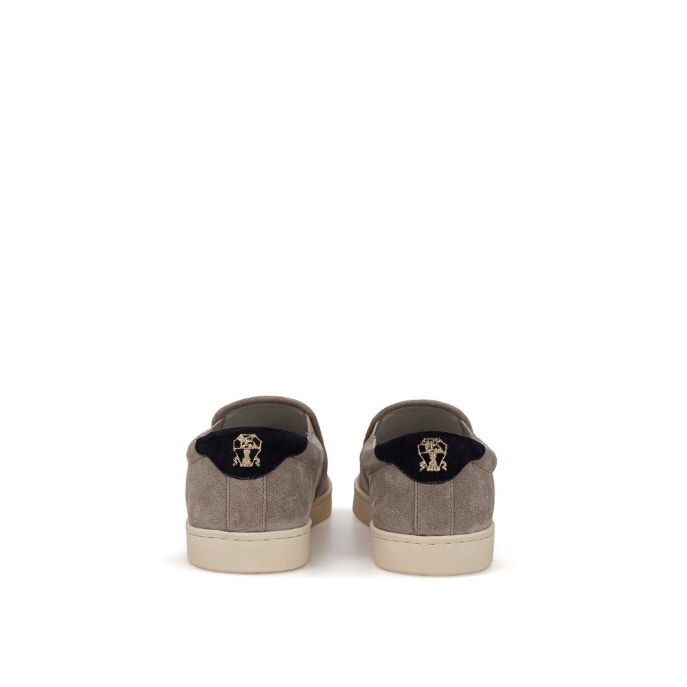 Grauer Ledersneaker von Brunello Cucinelli