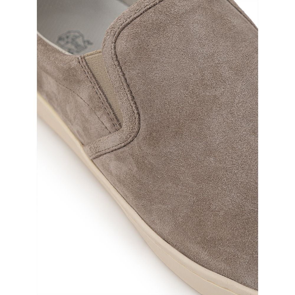 Grauer Ledersneaker von Brunello Cucinelli
