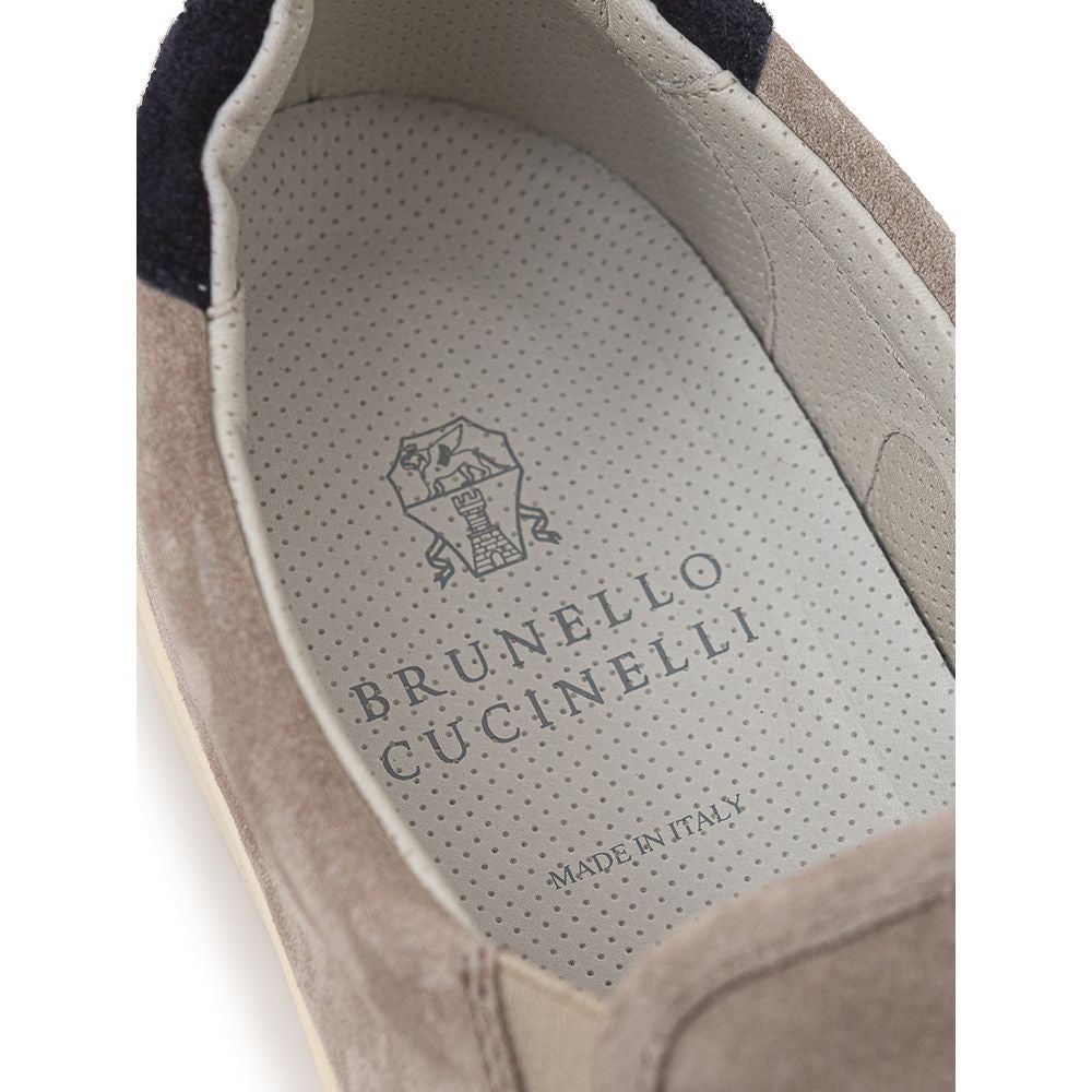 Grauer Ledersneaker von Brunello Cucinelli