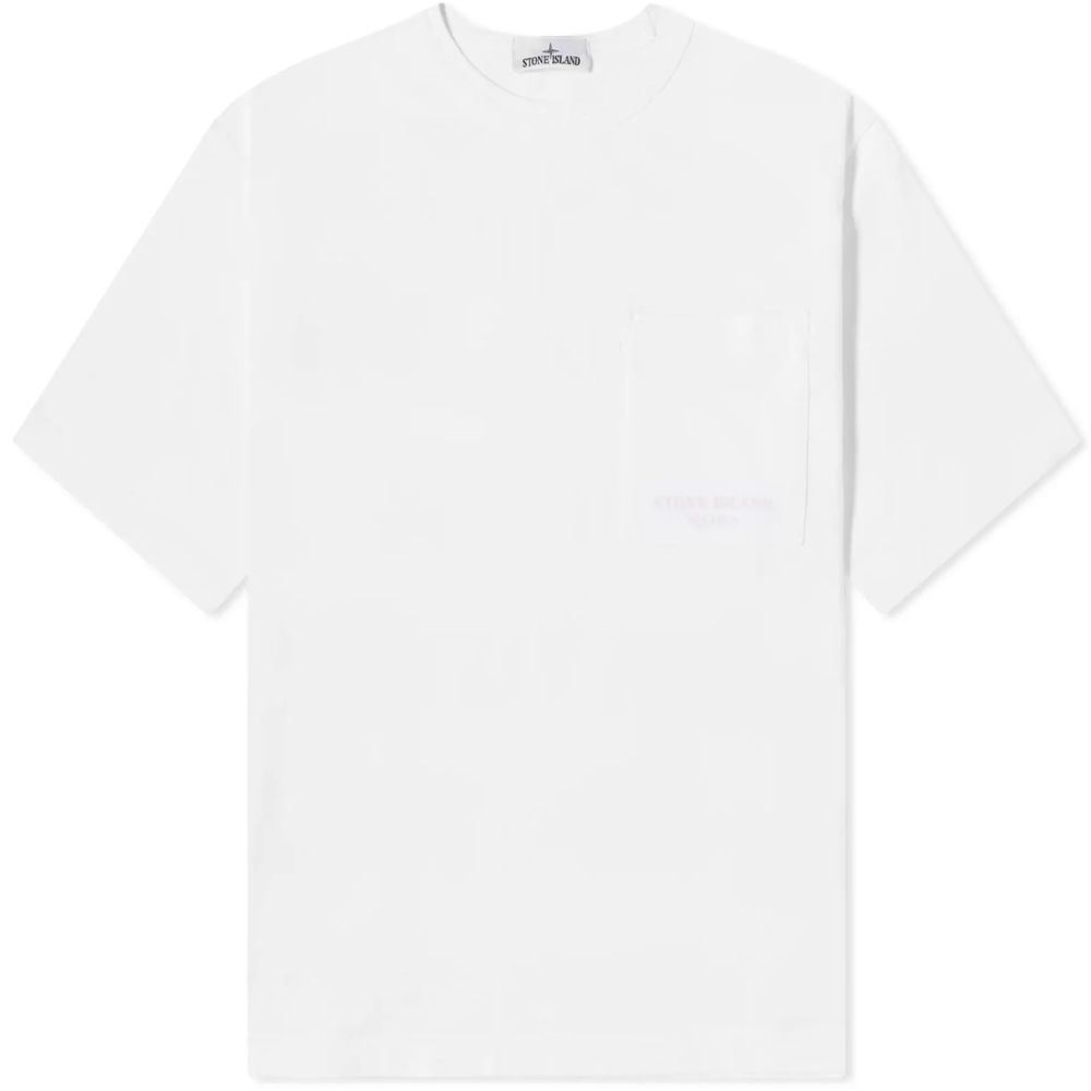 Tricou Stone Island alb din bumbac