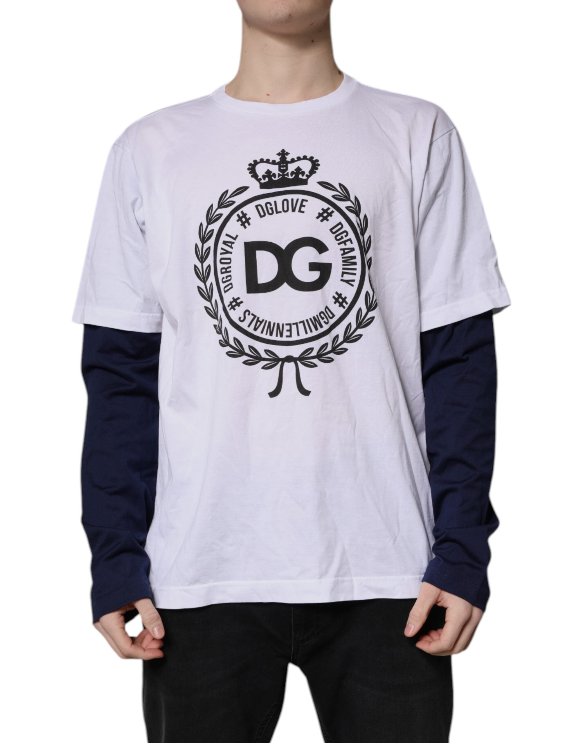 Dolce &amp; Gabbana – Weißes Baumwoll-T-Shirt mit Rundhalsausschnitt und grafischem Print