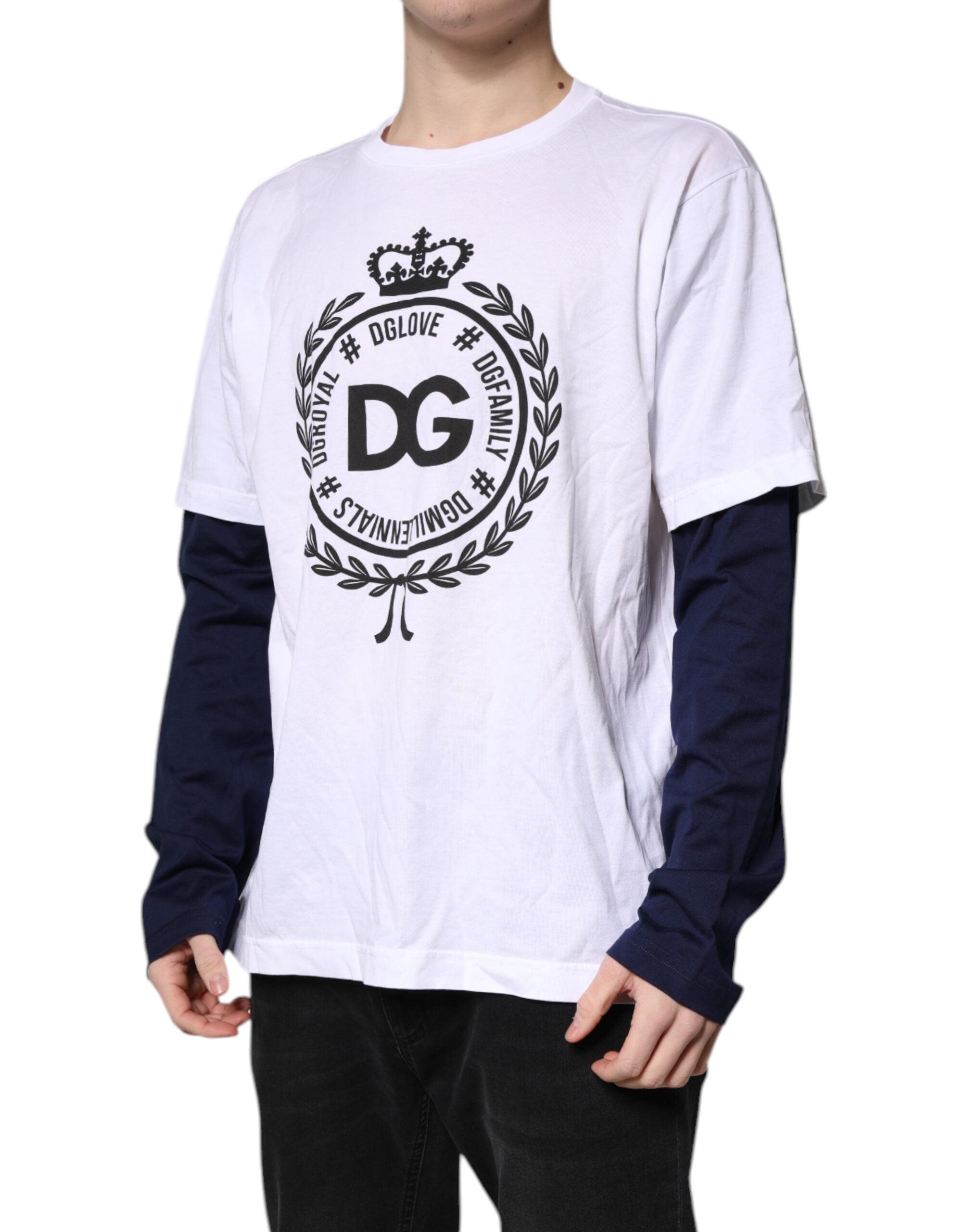 Dolce &amp; Gabbana – Weißes Baumwoll-T-Shirt mit Rundhalsausschnitt und grafischem Print