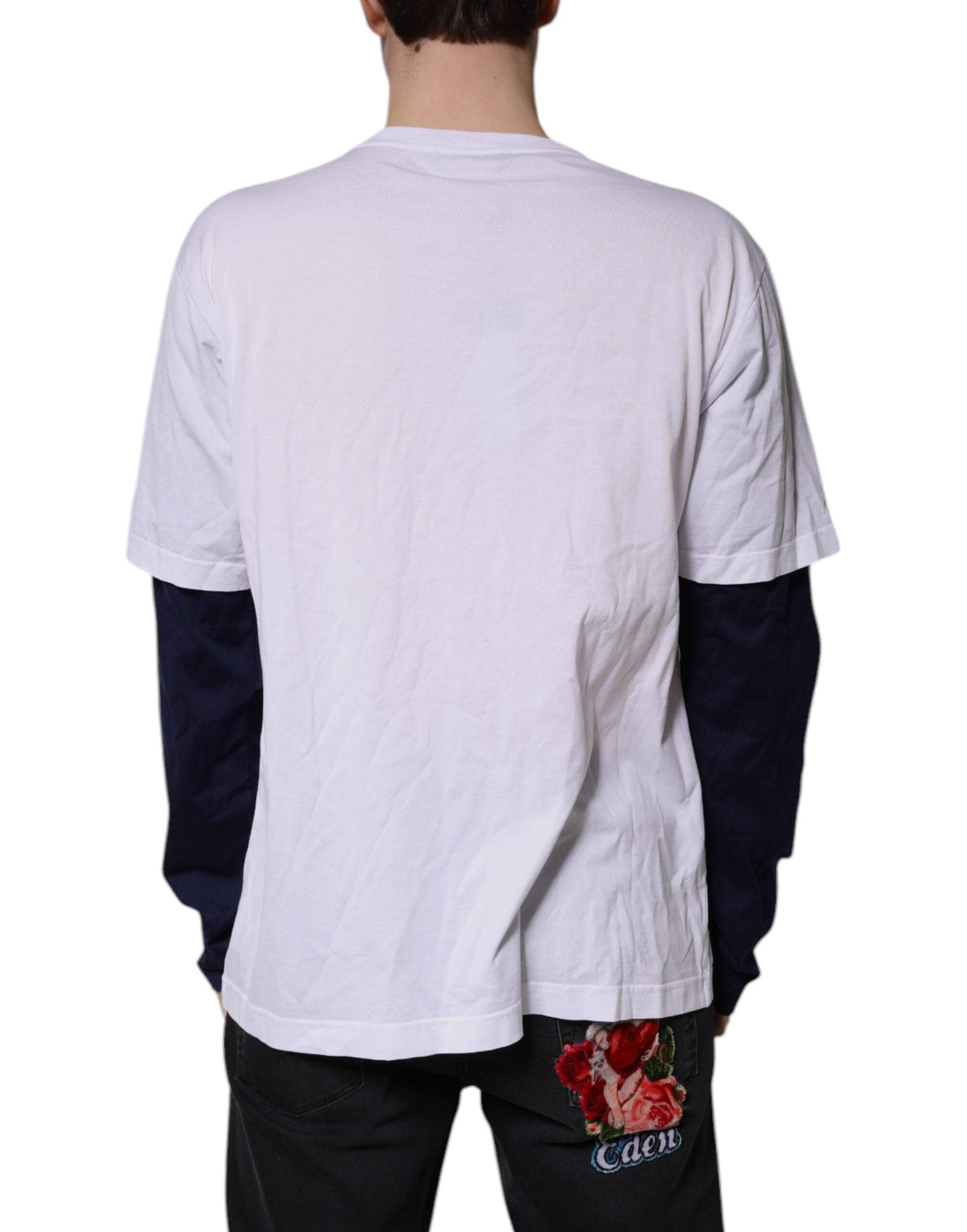 Dolce &amp; Gabbana – Weißes Baumwoll-T-Shirt mit Rundhalsausschnitt und grafischem Print