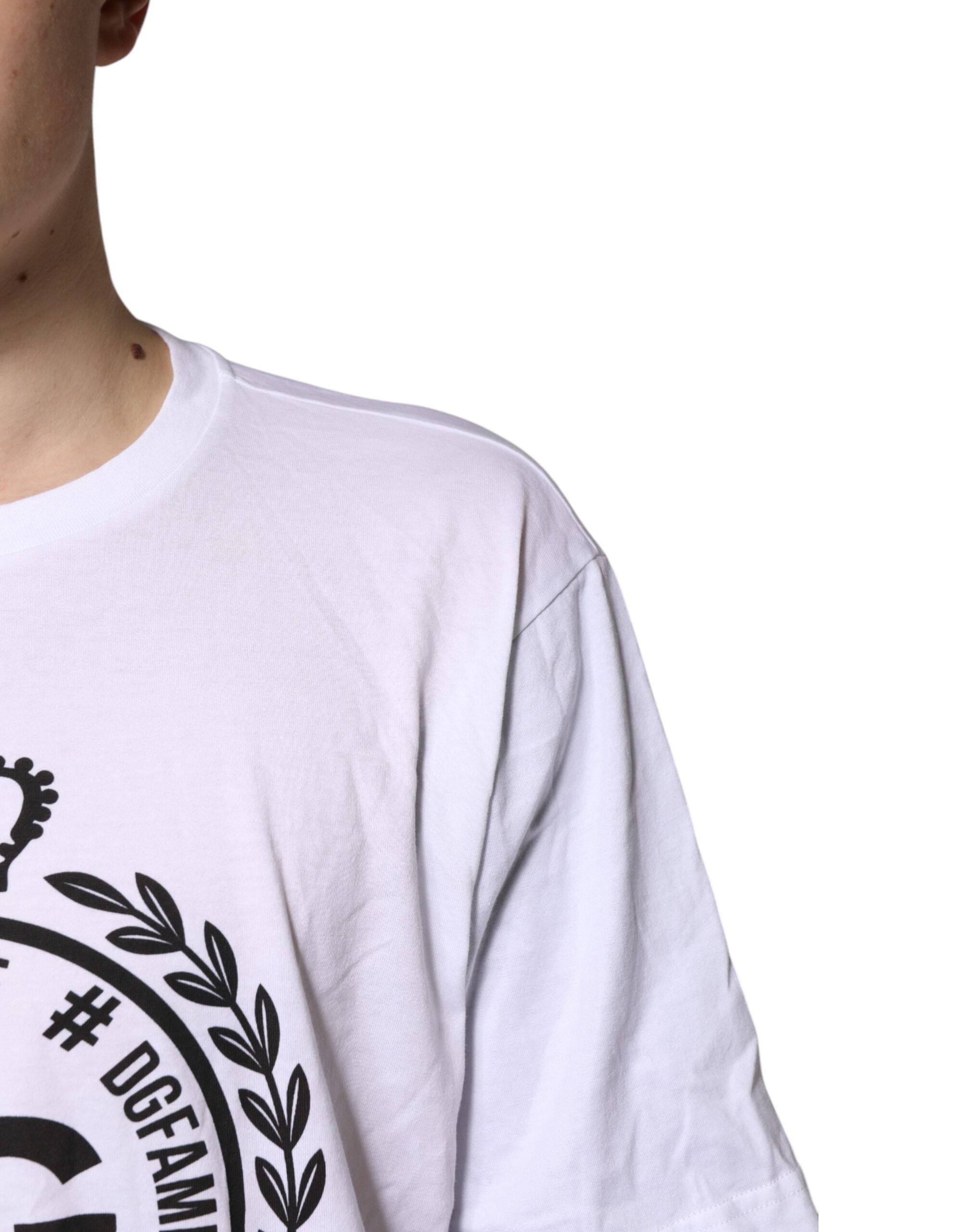 Dolce &amp; Gabbana – Weißes Baumwoll-T-Shirt mit Rundhalsausschnitt und grafischem Print