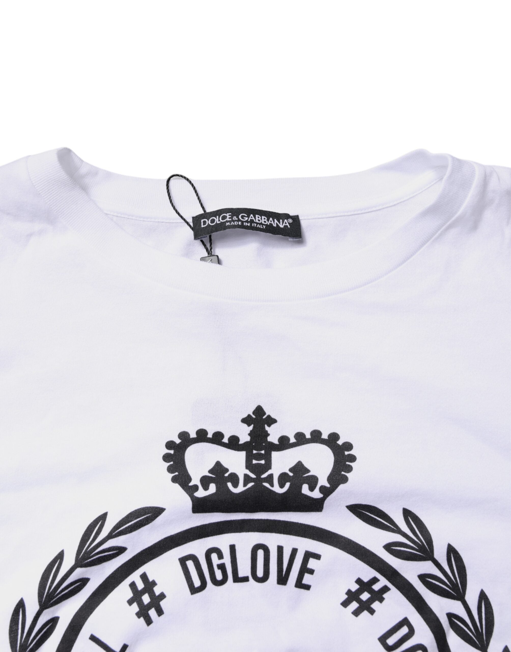 Dolce &amp; Gabbana – Weißes Baumwoll-T-Shirt mit Rundhalsausschnitt und grafischem Print