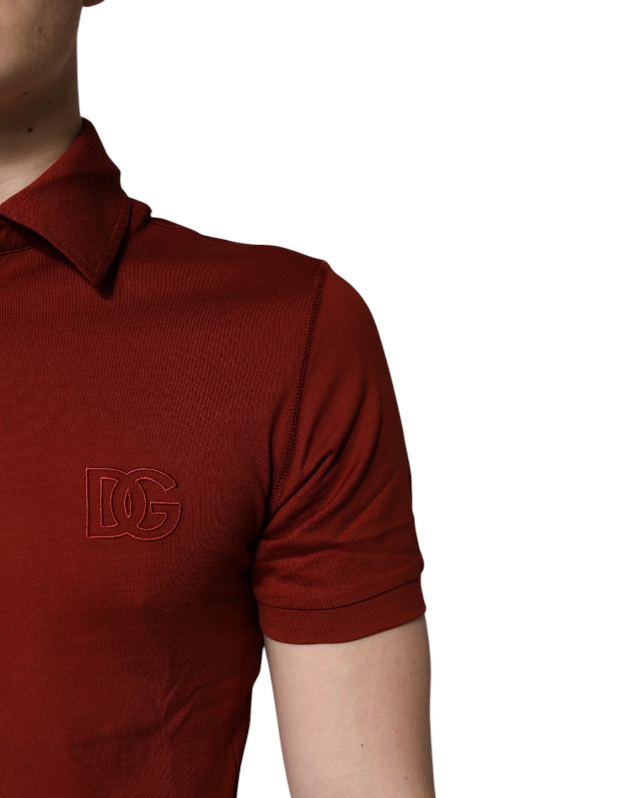 Dolce &amp; Gabbana – Rotes Poloshirt aus Baumwolle mit DG-Logo und Kragen für Herren