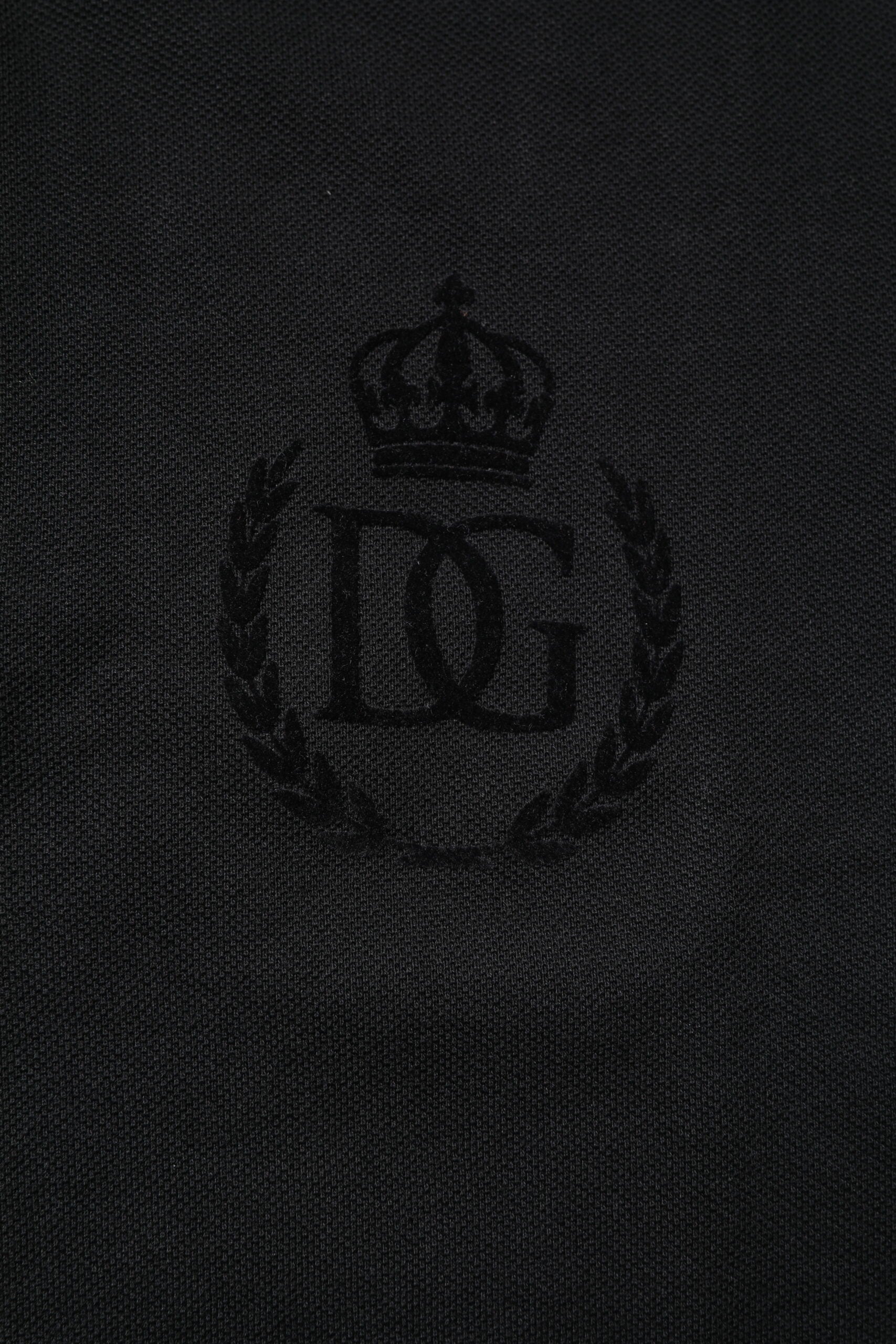 Dolce &amp; Gabbana – Schwarzes Poloshirt aus Baumwolle mit DG-Logo und Kragen