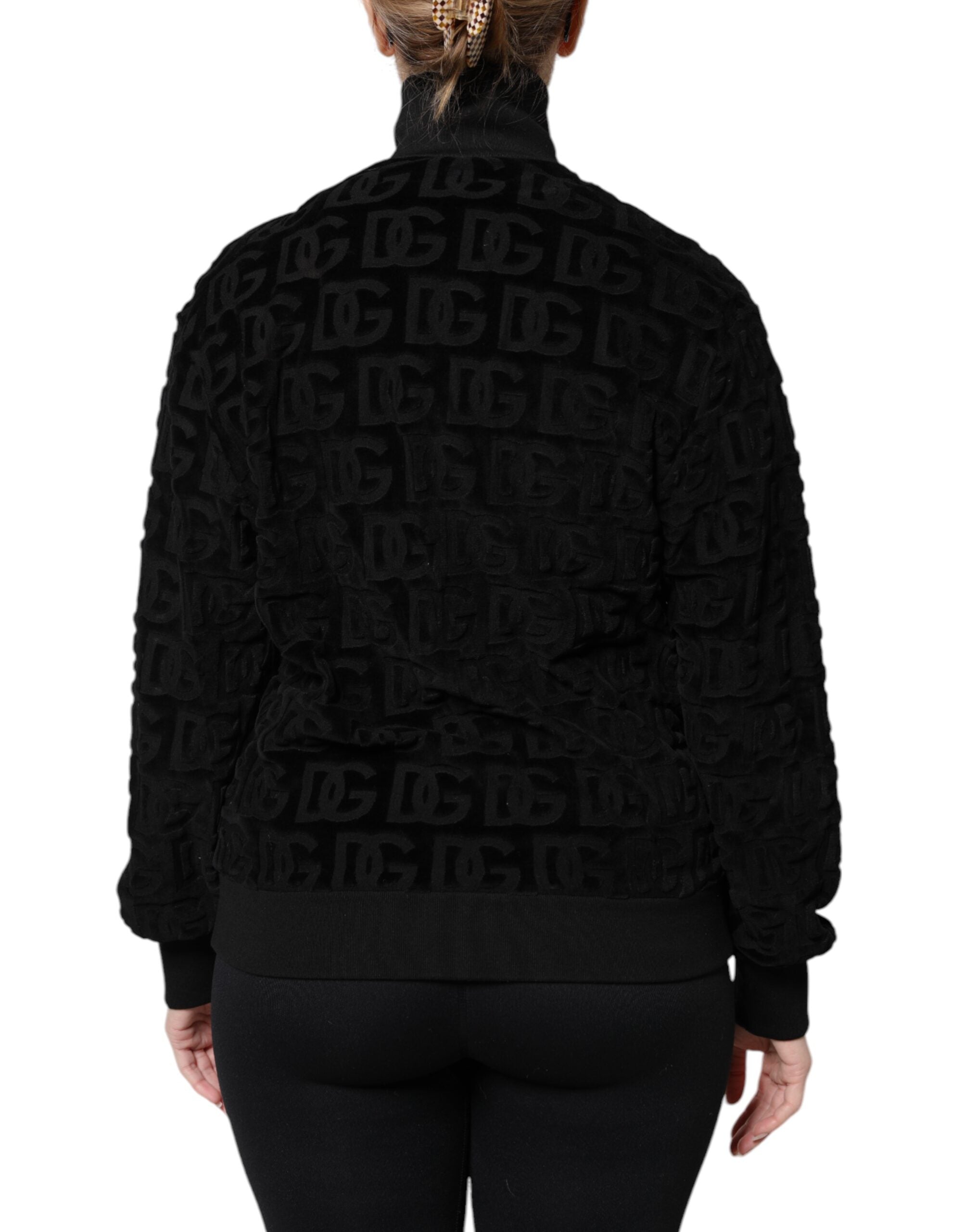 Jachetă bomber cu fermoar complet și monogramă cu logo negru Dolce &amp; Gabbana