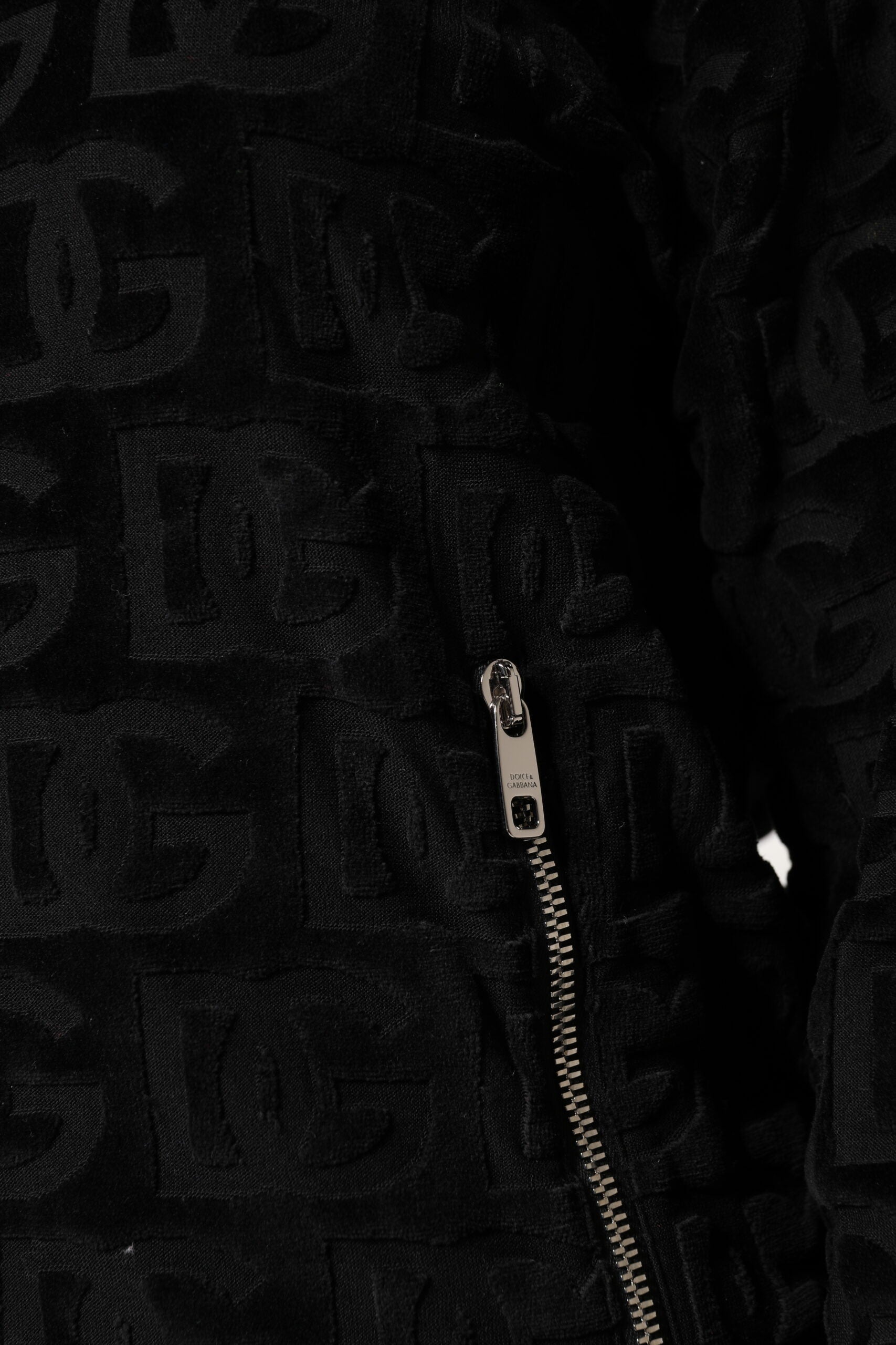 Jachetă bomber cu fermoar complet și monogramă cu logo negru Dolce &amp; Gabbana