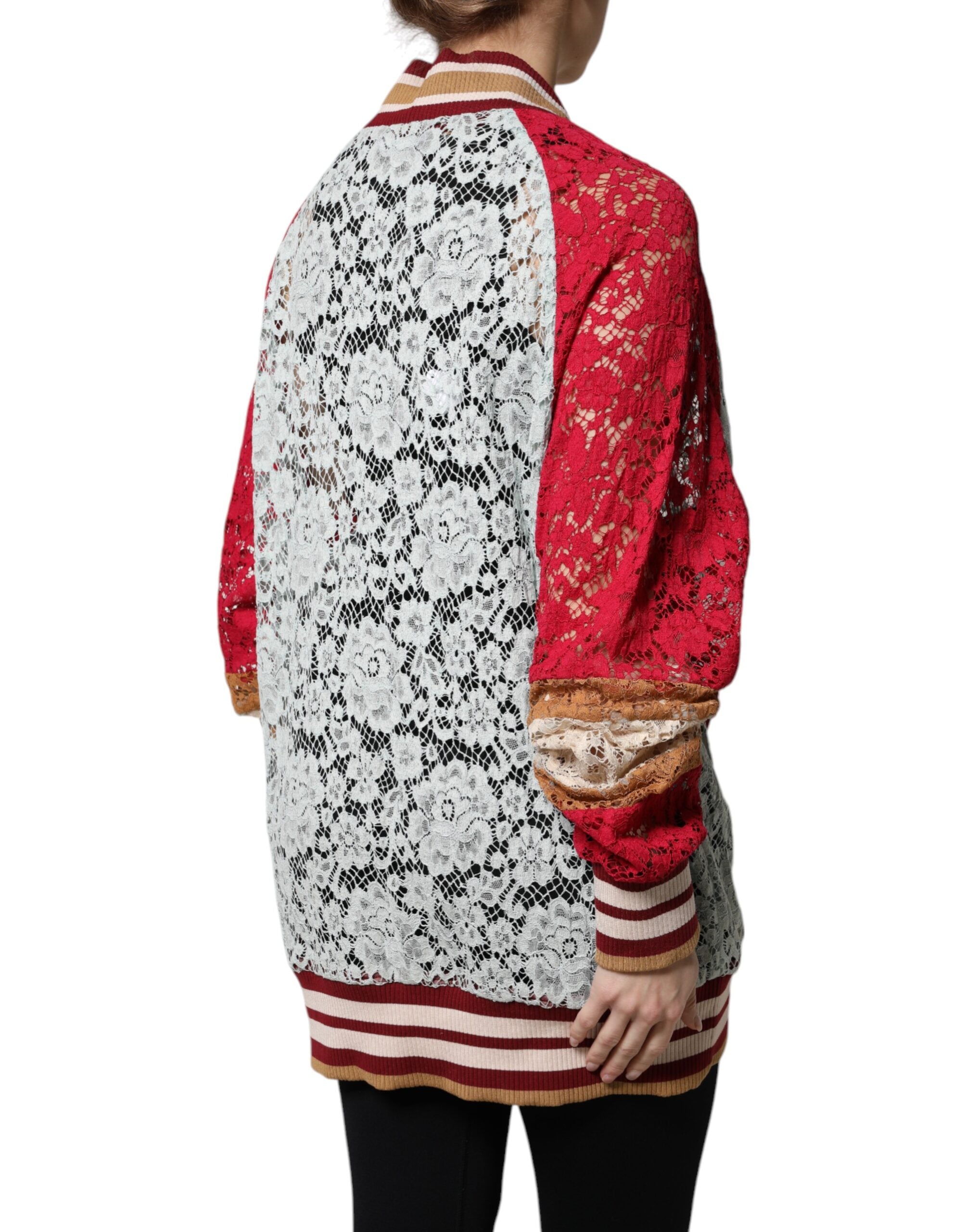 Cardigan Dolce &amp; Gabbana cu imprimeu floral multicolor și dantela