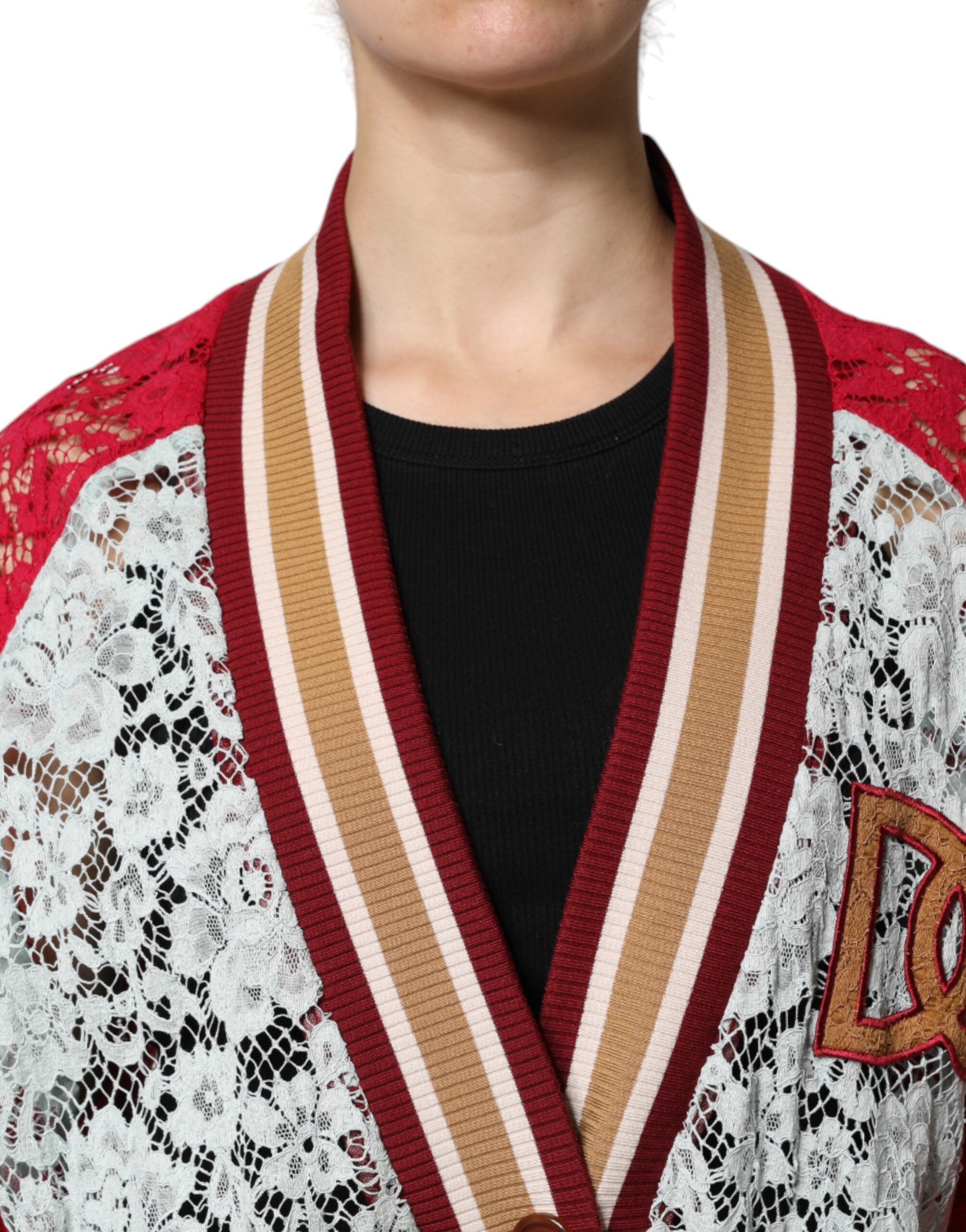 Cardigan Dolce &amp; Gabbana cu imprimeu floral multicolor și dantela