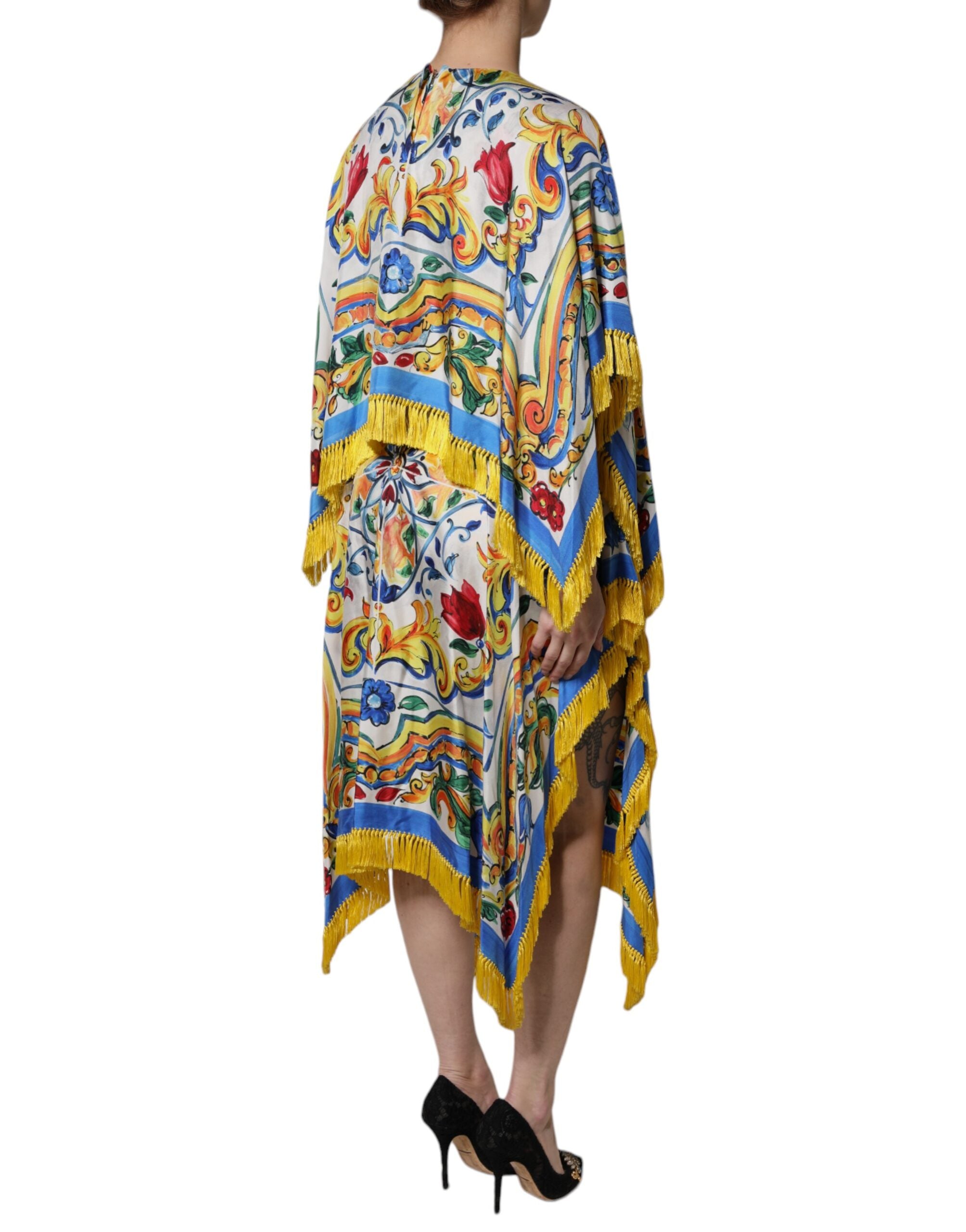 Rochie maxi Dolce &amp; Gabbana cu mâneci scurte și imprimeu kaftan Majolic multicolor