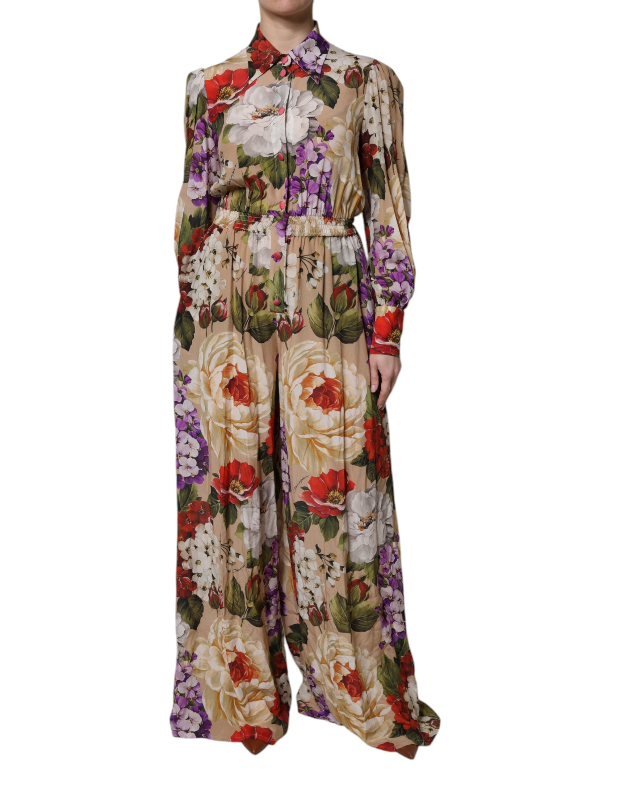 Rochie Dolce &amp; Gabbana cu imprimeu floral multicolor și picior larg